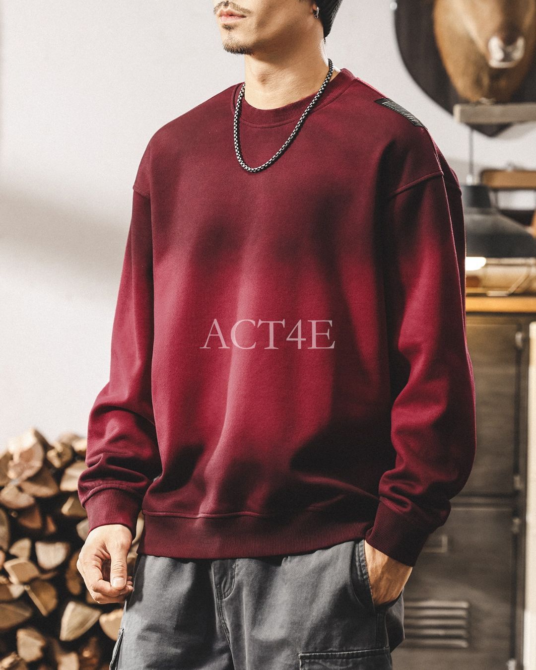 【S-4XL】loose fit vintage crewneck sweatshirt 【ACT0260】