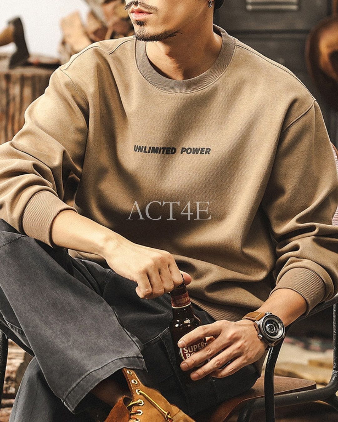 【S-4XL】minimalist front logo loose sweatshirt 【ACT0258】