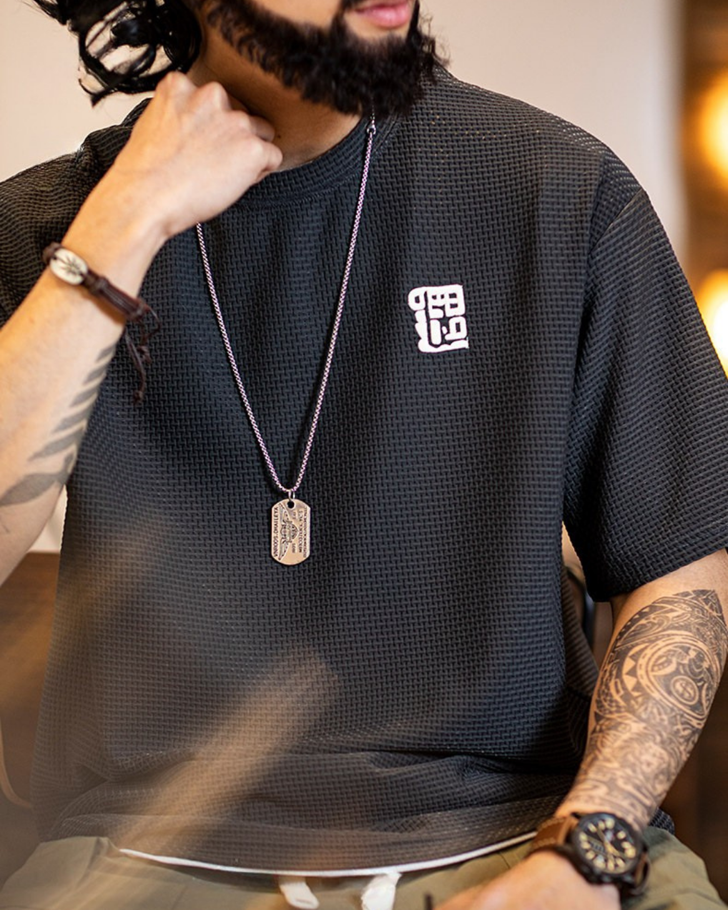 Waffle texture loose tee 3color 【ACT0058】
