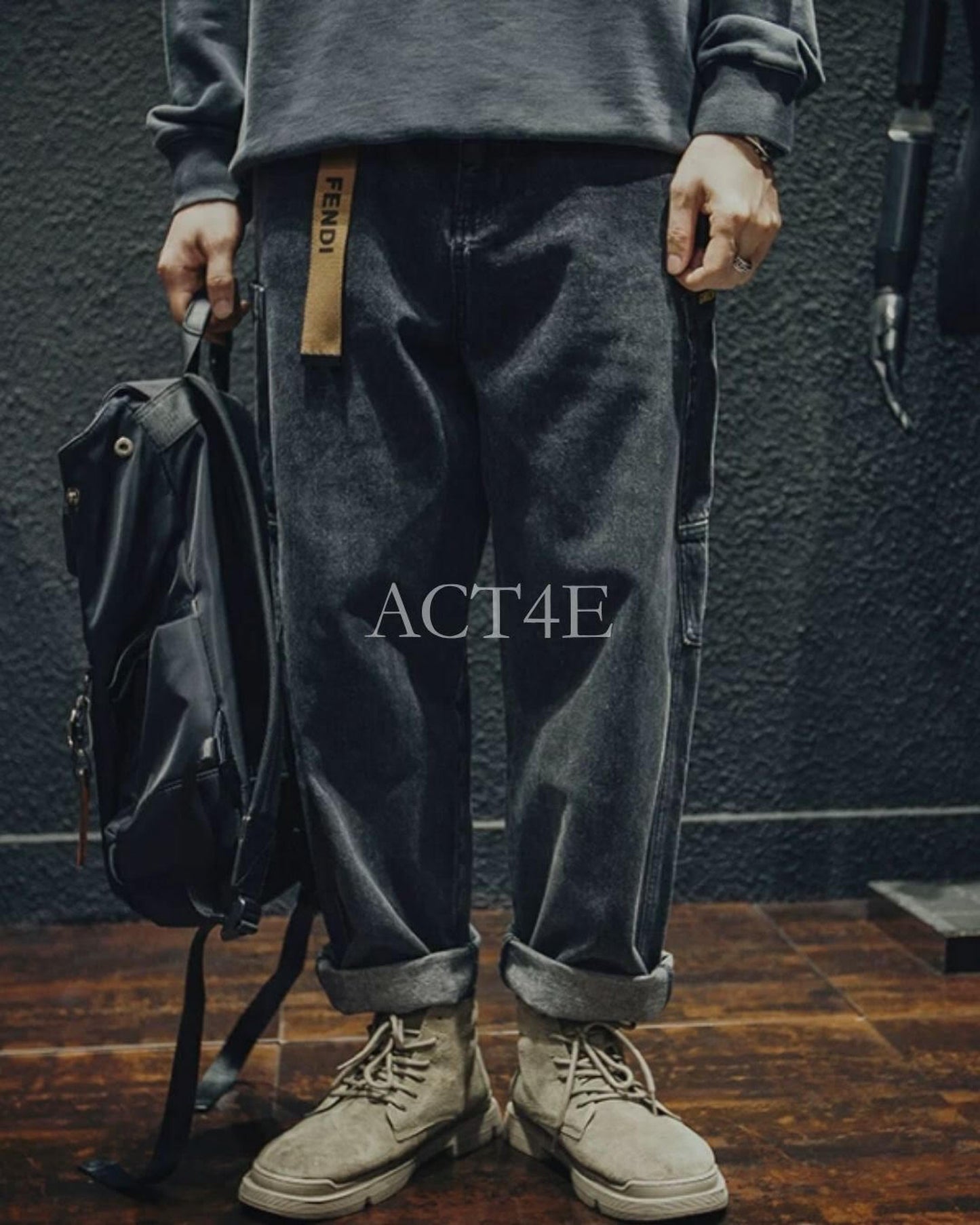 patch pocket wide denim pants 2color 【ACT0016】