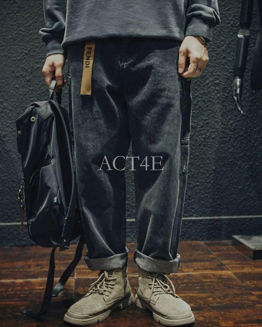 patch pocket wide denim pants 2color 【ACT0016】