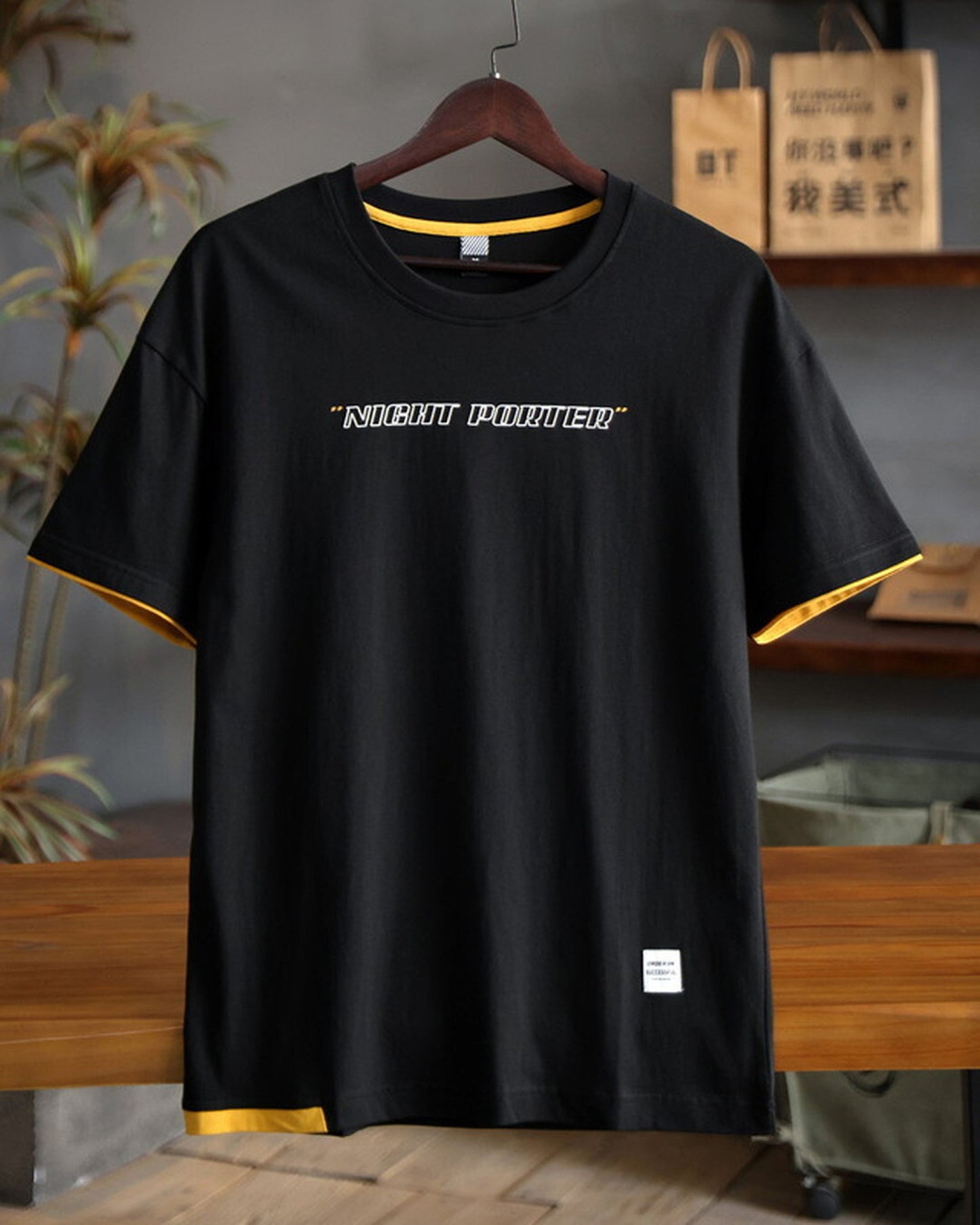 Layered-Style Graphic Relaxed Printed Cotton T-Shirt 3color 【ACT0122】