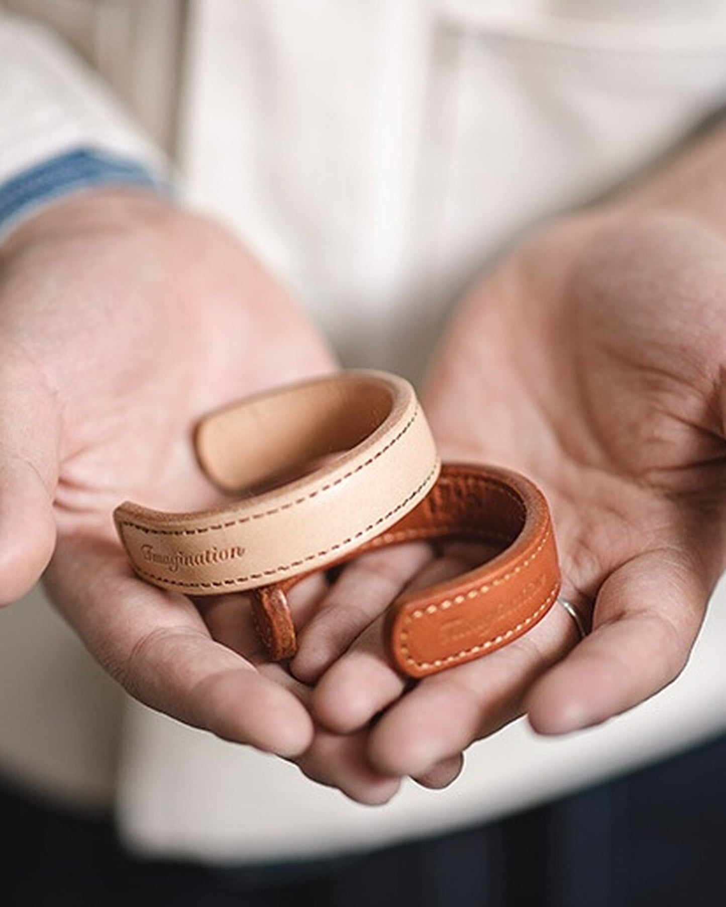 Genuine-Leather Embossed Casual Bracelet 【ACT0135】