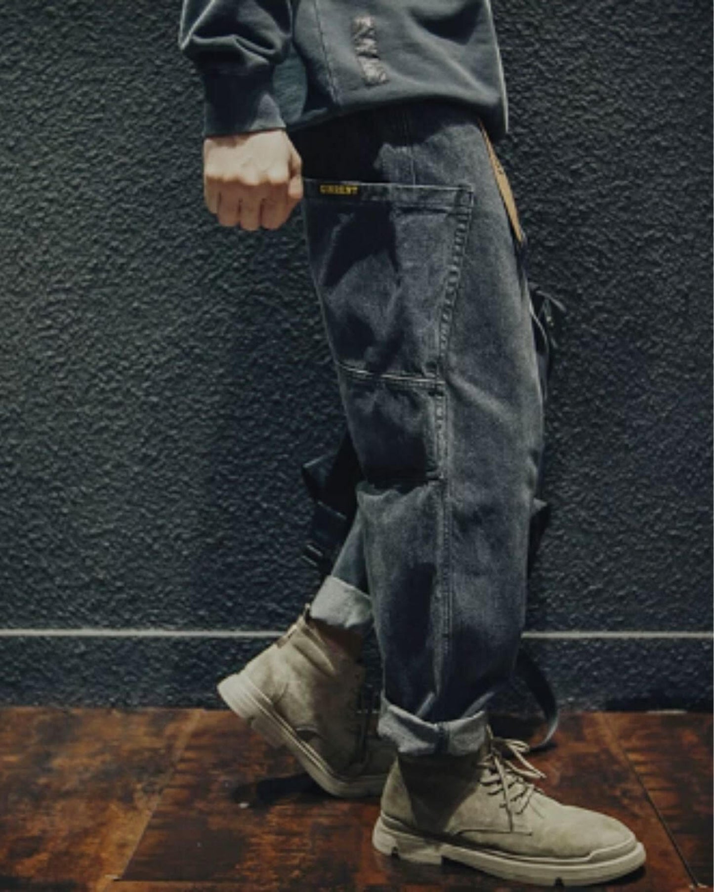 patch pocket wide denim pants 2color 【ACT0016】