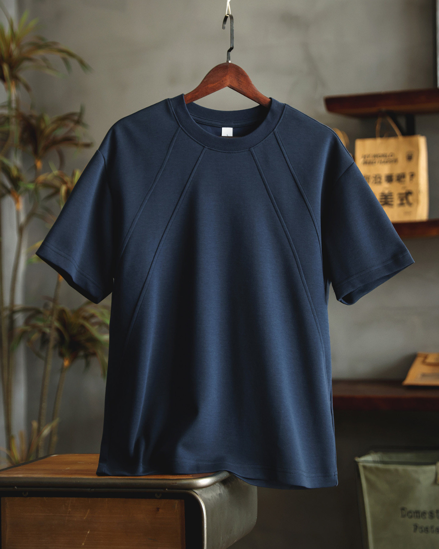 Loose-fit panel stitched t-shirt 2color 【ACT0060】