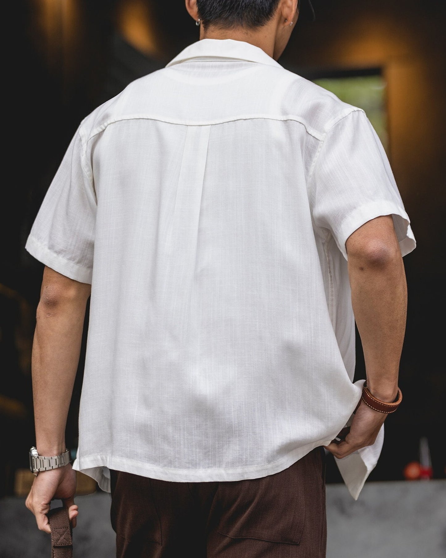 Open-Color Lyocell-Linen Loose Casual Short-Sleeve Shirt 【ACT0129】
