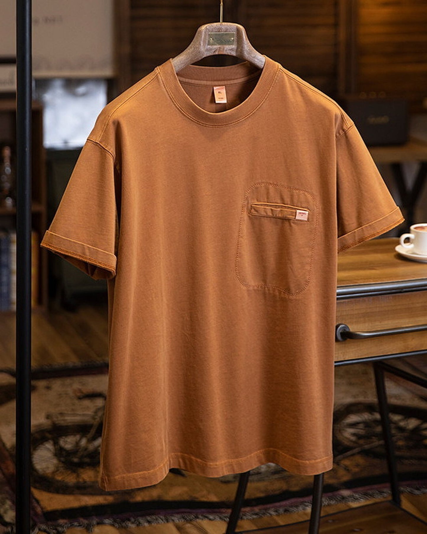 Relaxed Chest-Pocket Vintage Casual T-Shirt 2color 【ACT0091】