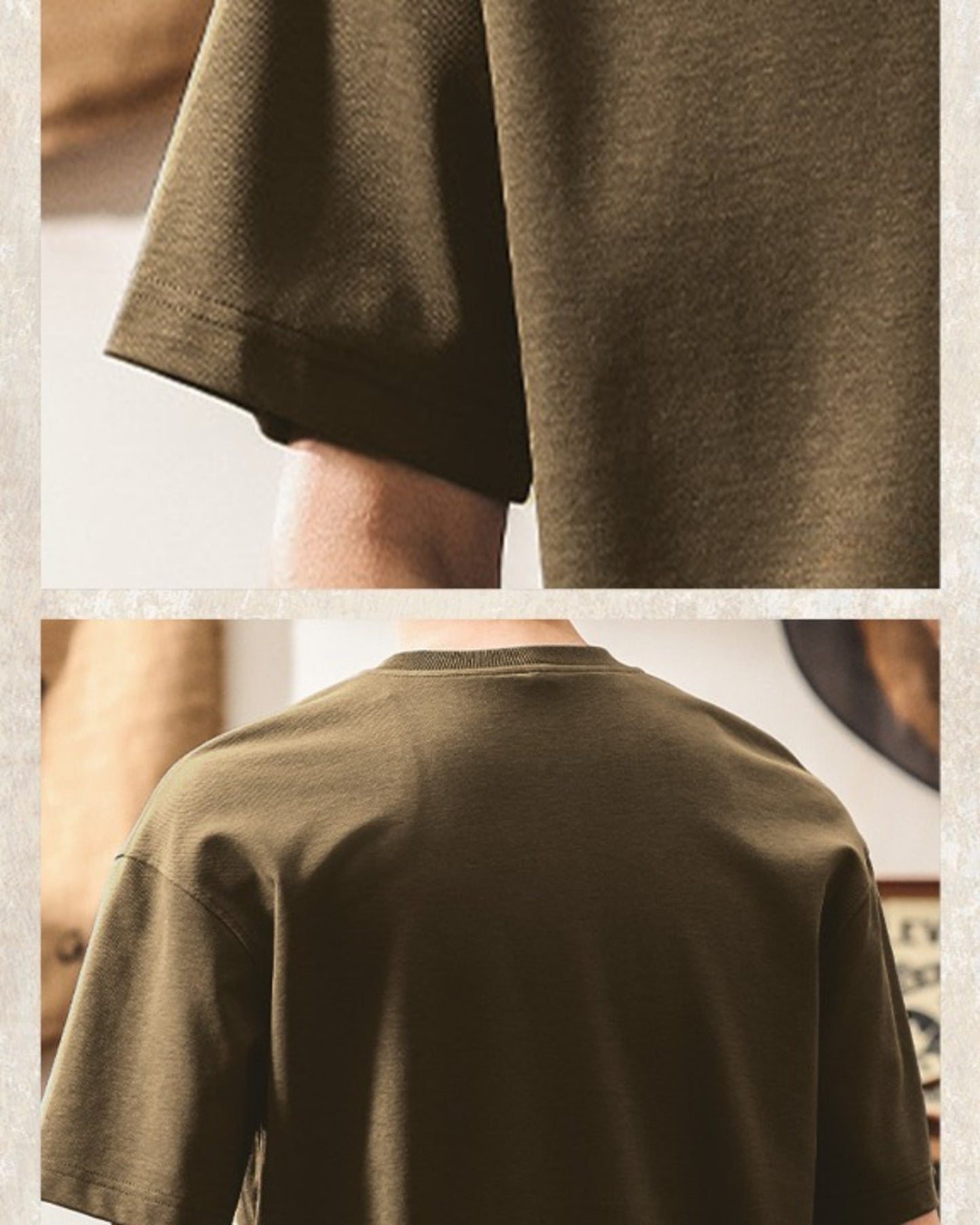 american retro henley neck short sleeve t-shirt 2color 【ACT0161】