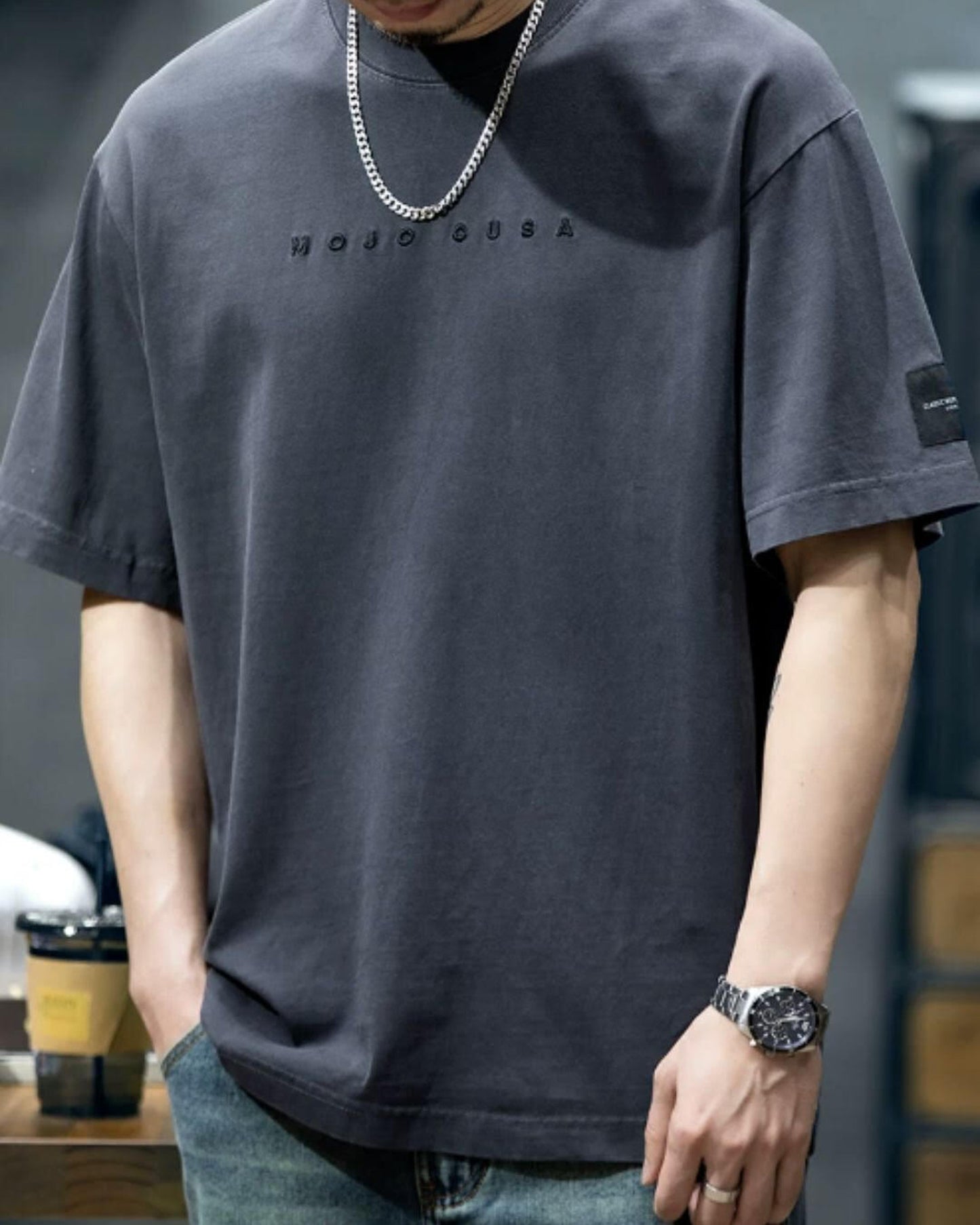 crew neck logo print t-shirt 2color 【ACT0033】