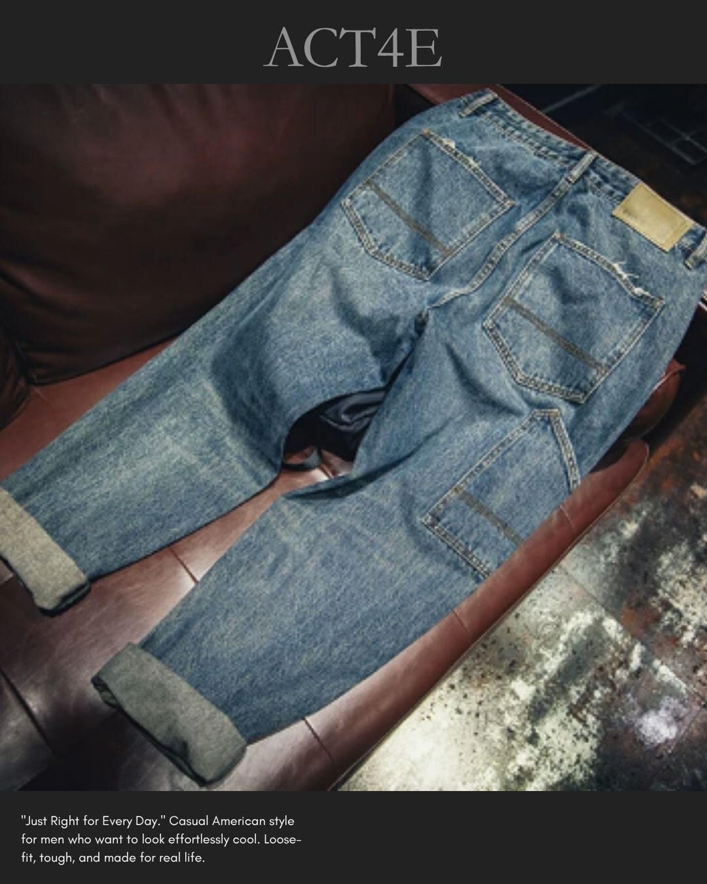 vintage processing tapered silhouette denim pants 【ACT0019】
