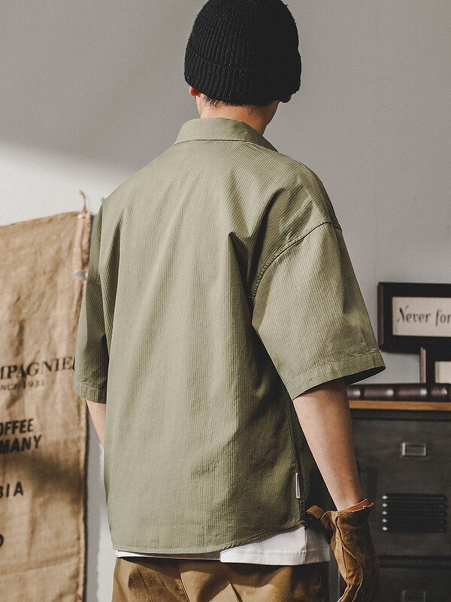 loose-fit classic lightweight short-sleeve cotton shirt 【ACT0251】