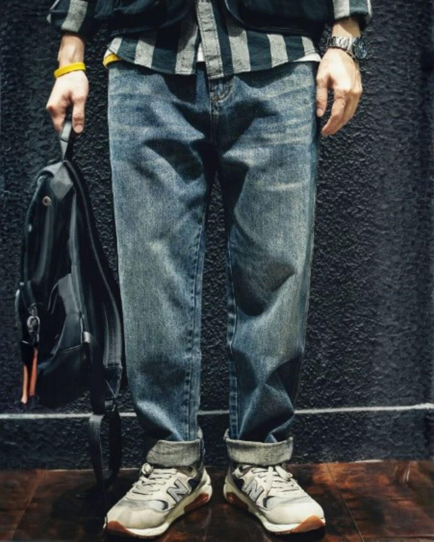 vintage processing tapered silhouette denim pants 【ACT0019】