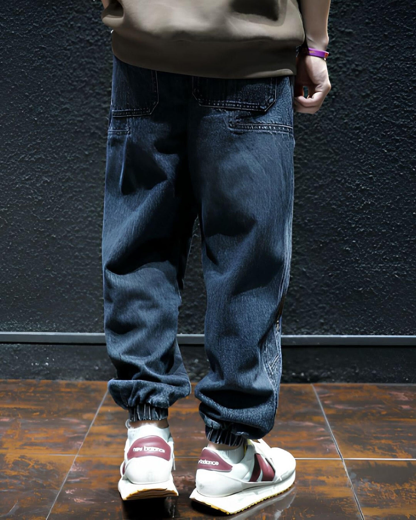 drawstring patch pocket tapered denim pants 【ACT0021】
