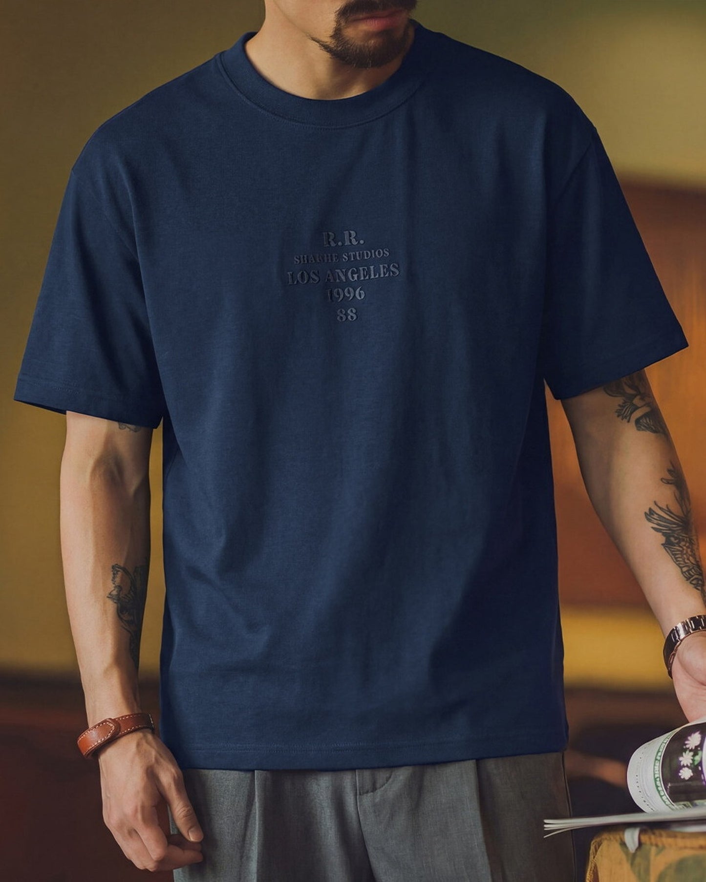 Casual Relaxed Lettering Embroidered T-Shirt 2color 【ACT0121】