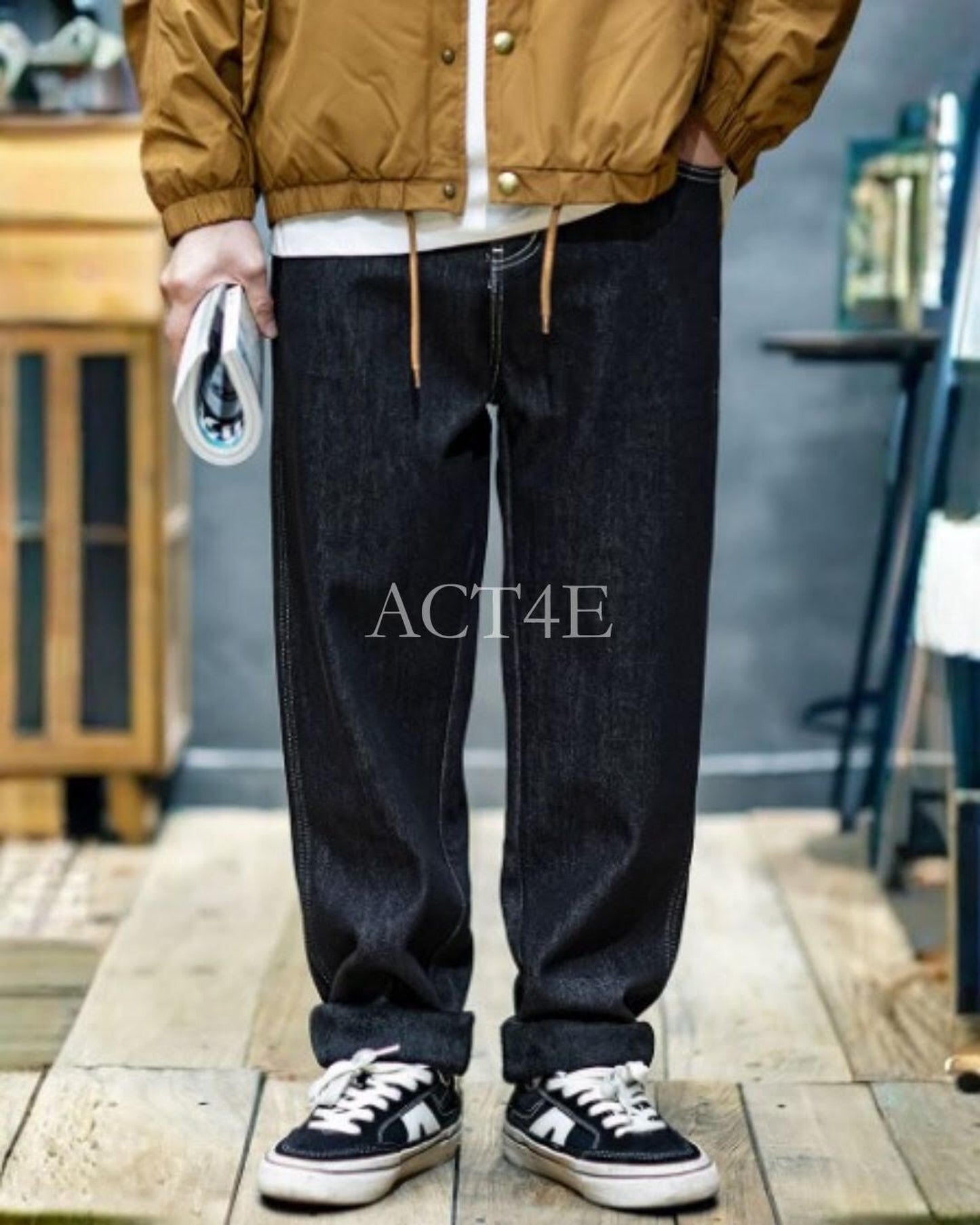 vintage straight denim pants 2color 【ACT0011】