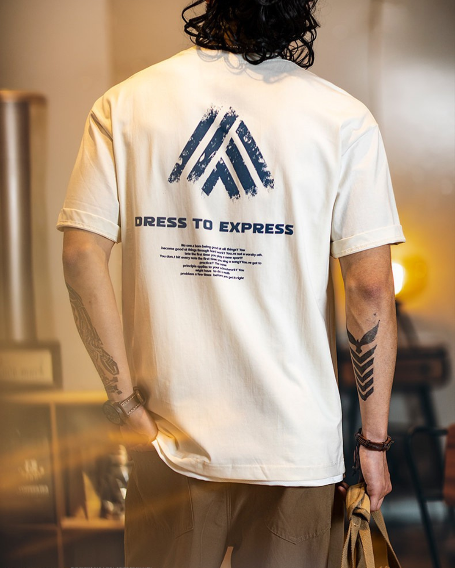 Back logo print t-shirt 4color 【ACT0057】