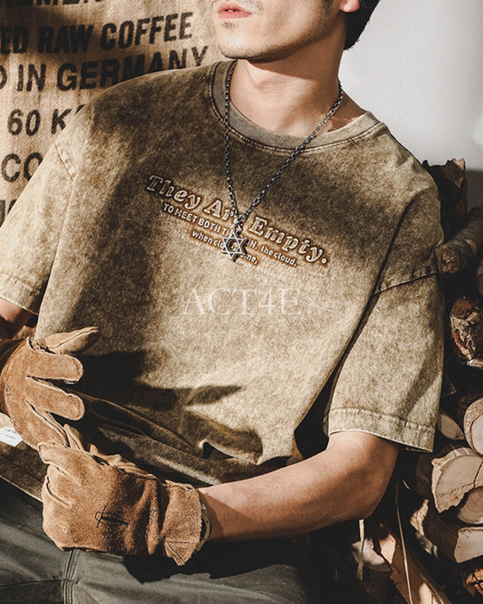 heavy weight embroidered logo short sleeve t-shirt 2color 【ACT0163】