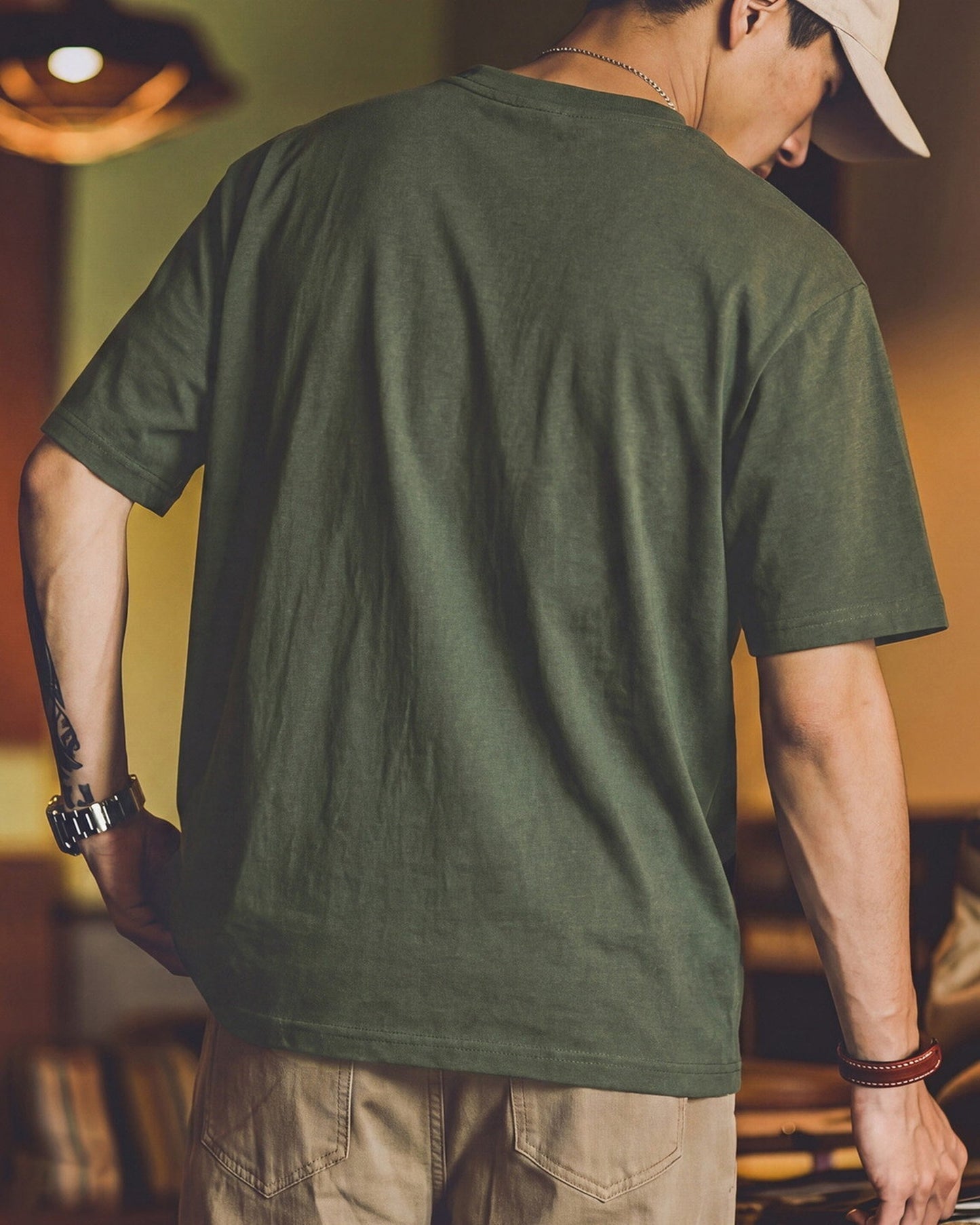 Vintage Slub-Cotton Chest-Pocket Retro T-Shirt 【ACT0096】