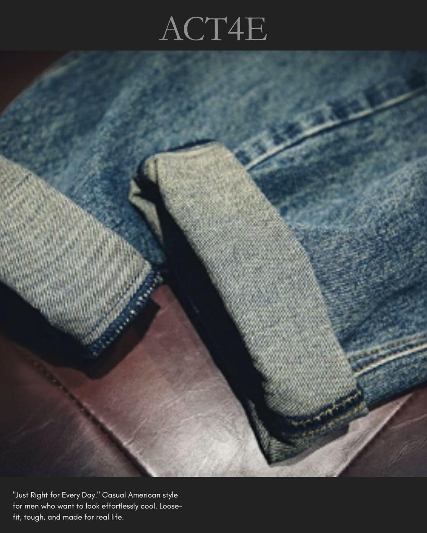 vintage processing tapered silhouette denim pants 【ACT0019】