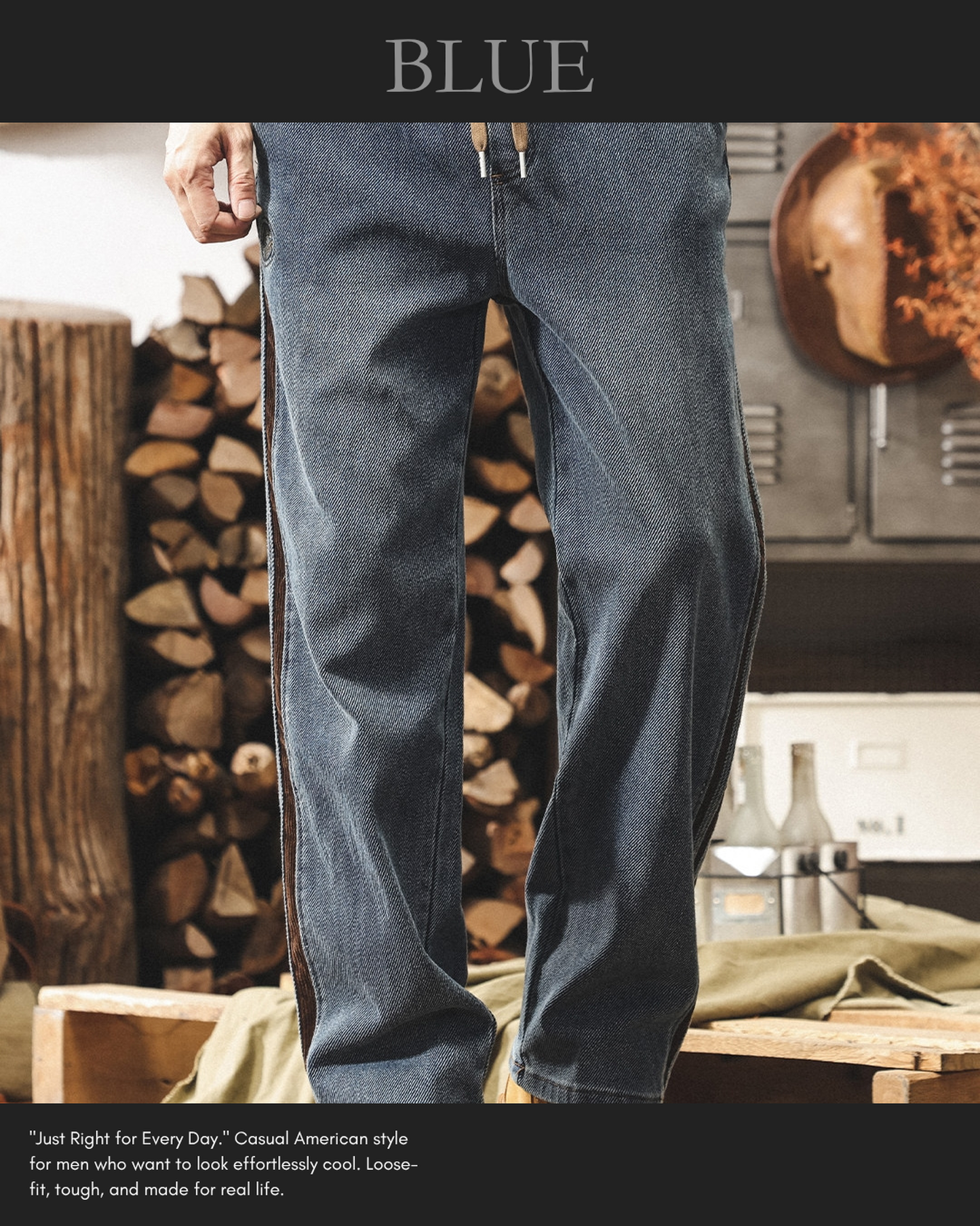 side stripe straight denim pants 3colors 【ACT0176】