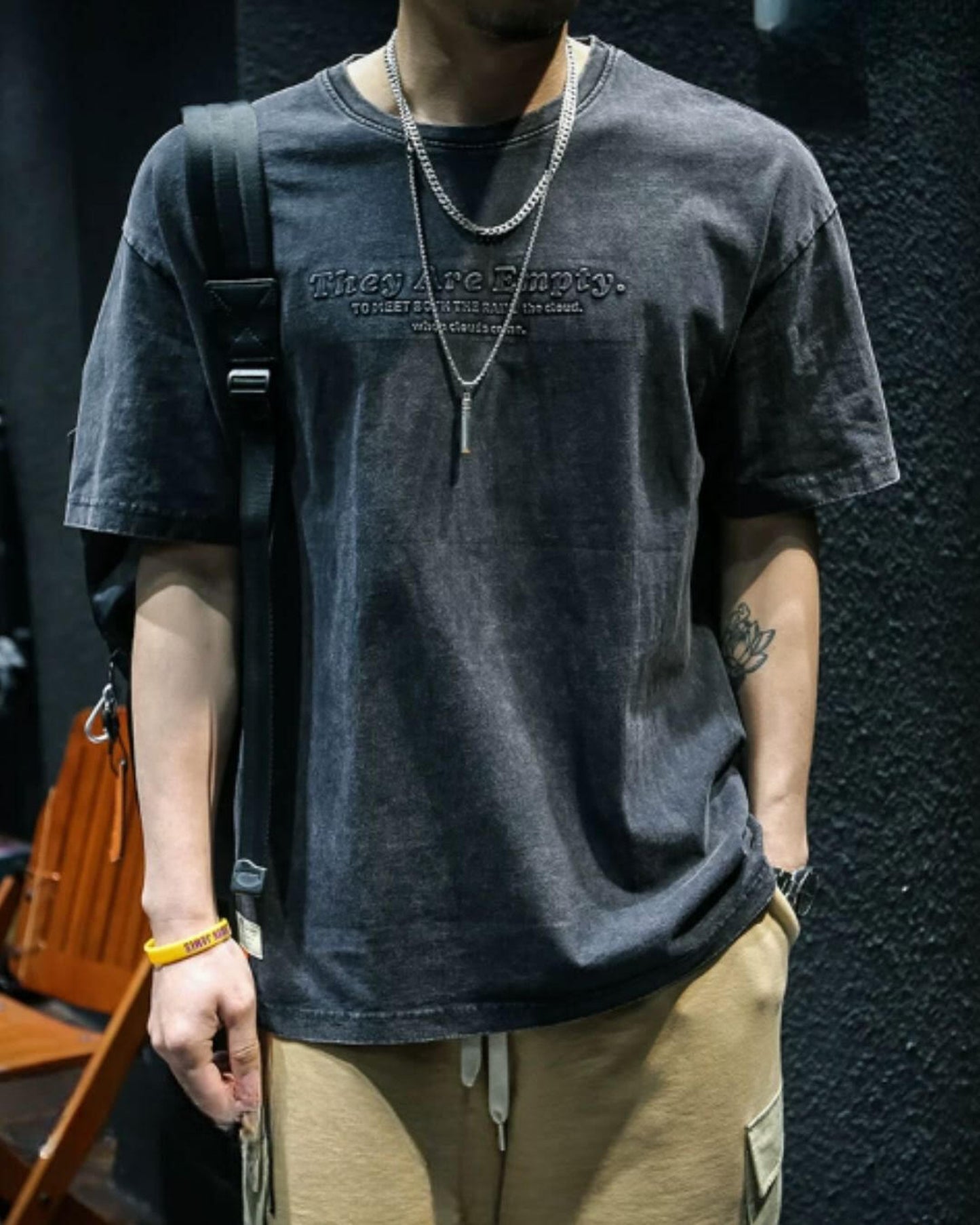 embroidered logo short sleeve oversized t-shirt 2color 【ACT0050】