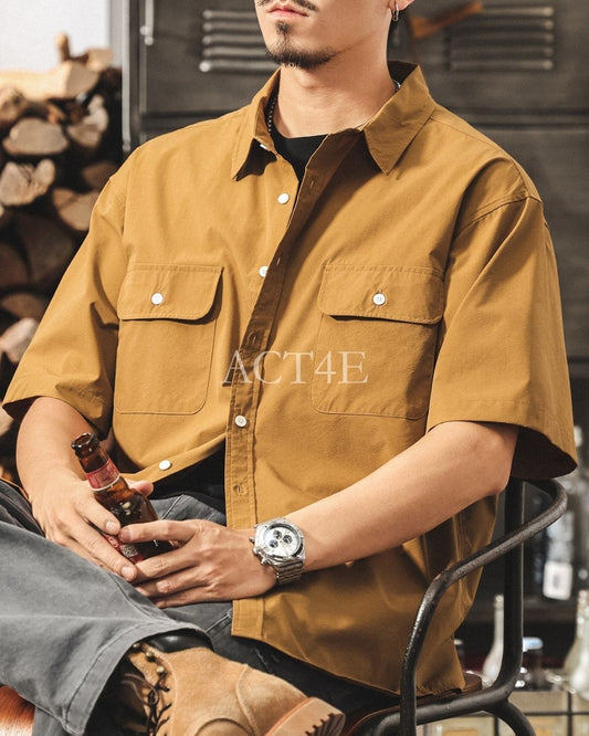 cargo pocket loose short sleeve shirt 3color 【ACT0233】