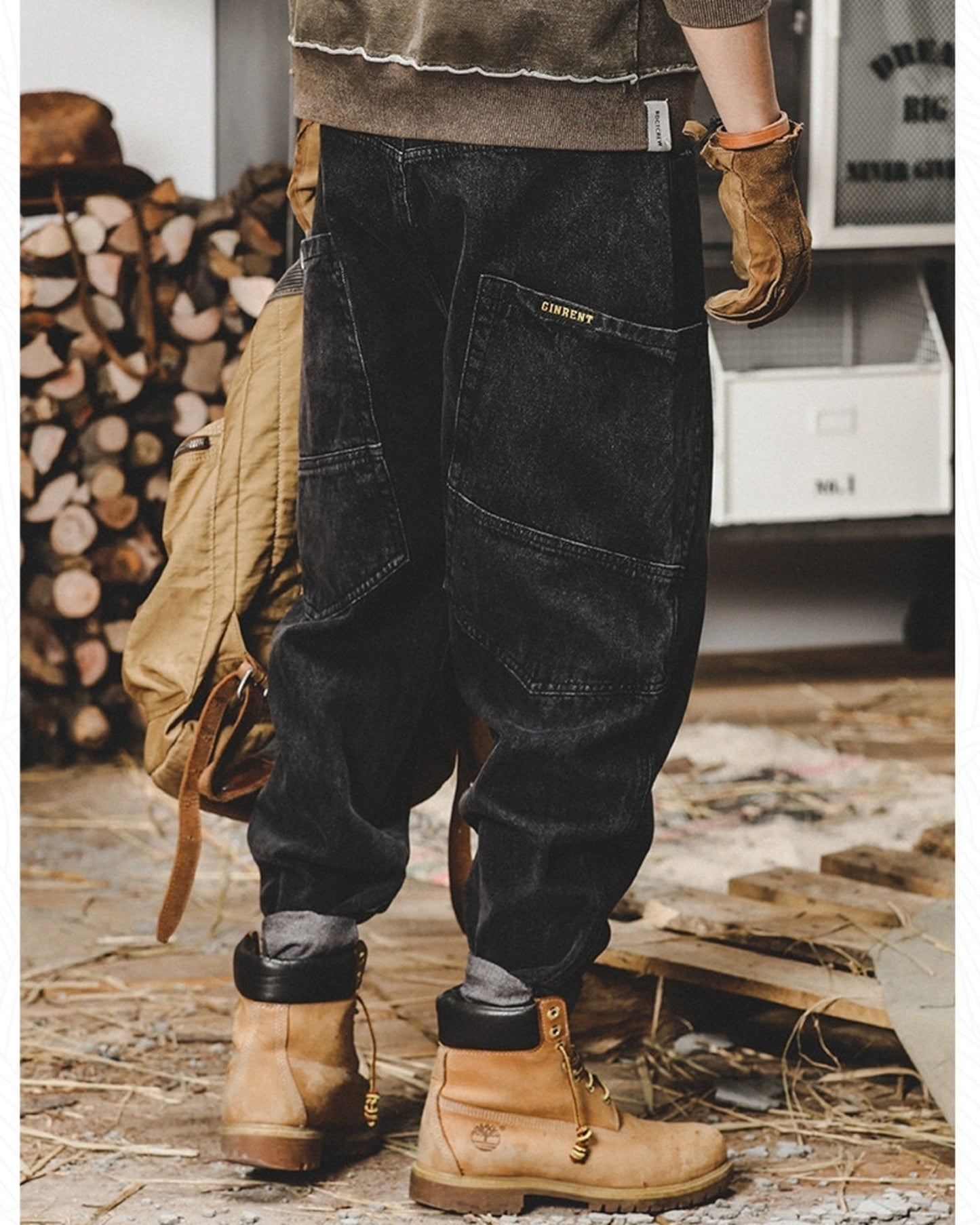 vintage wash relaxed straight denim pants 2color 【ACT0197】