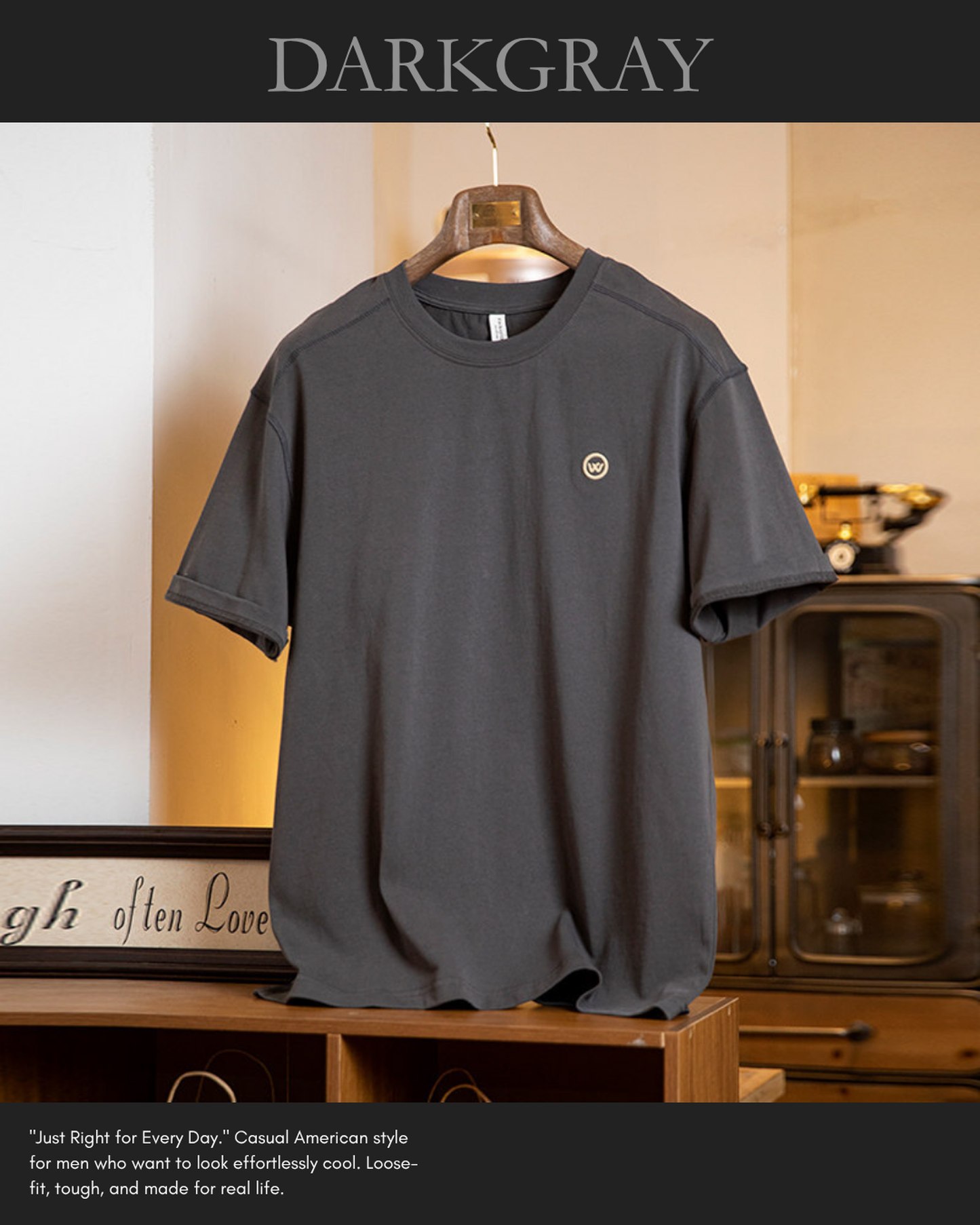 Panel stitched embroidered t-shirt 4color 【ACT0065】