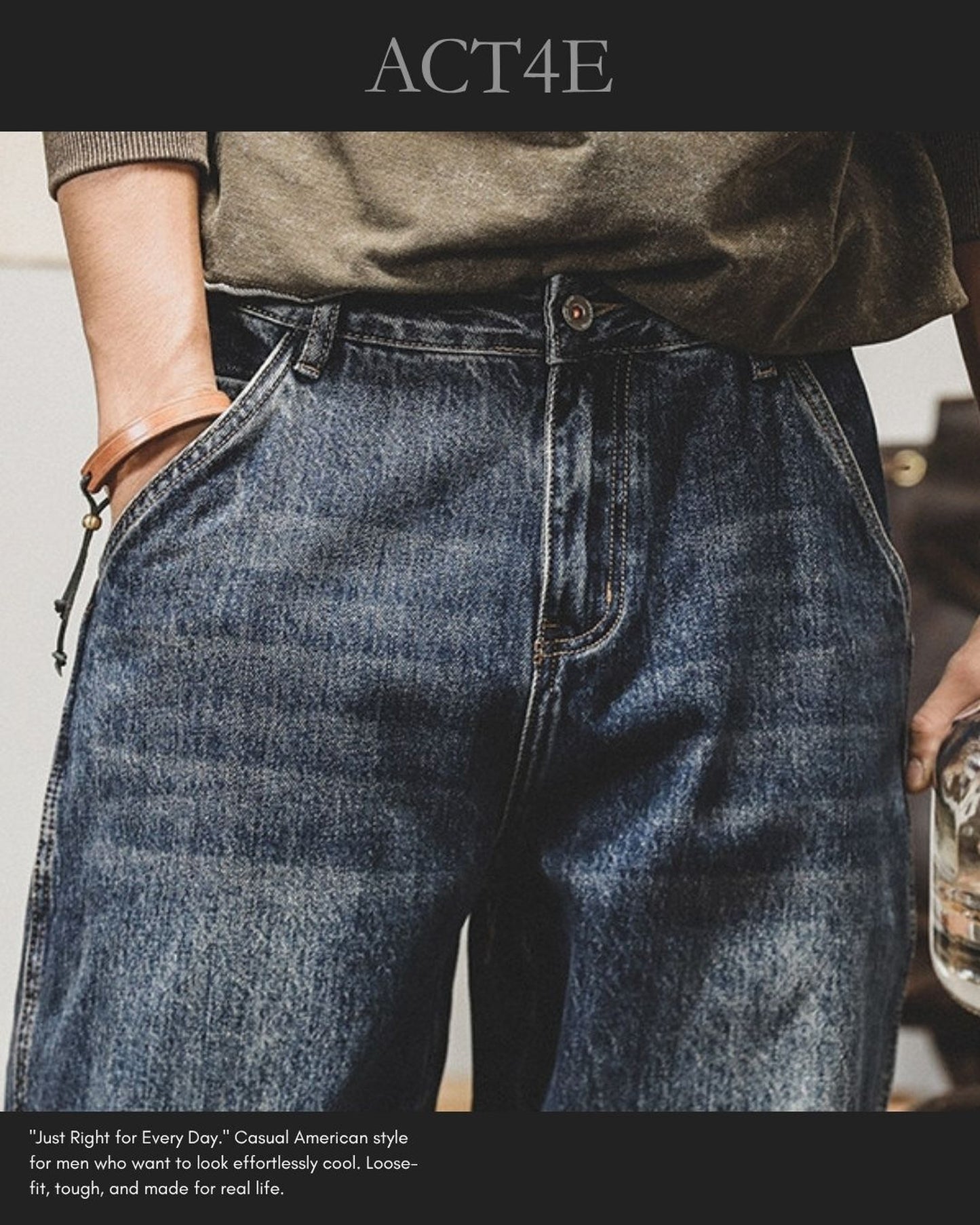 vintage wash loose wide denim pants 2colors 【ACT0219】