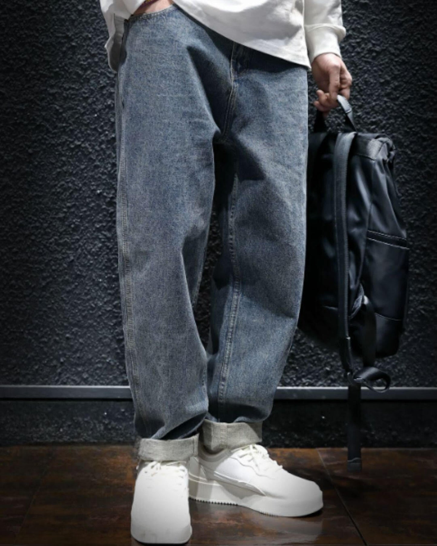 washed tapered wide denim pants 【ACT0008】