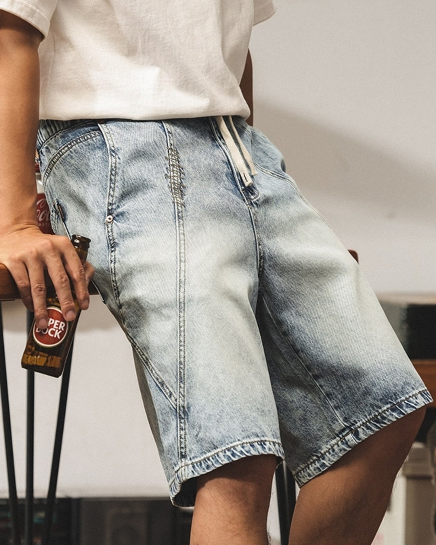 patchwork tencel denim shorts 【ACT0217】