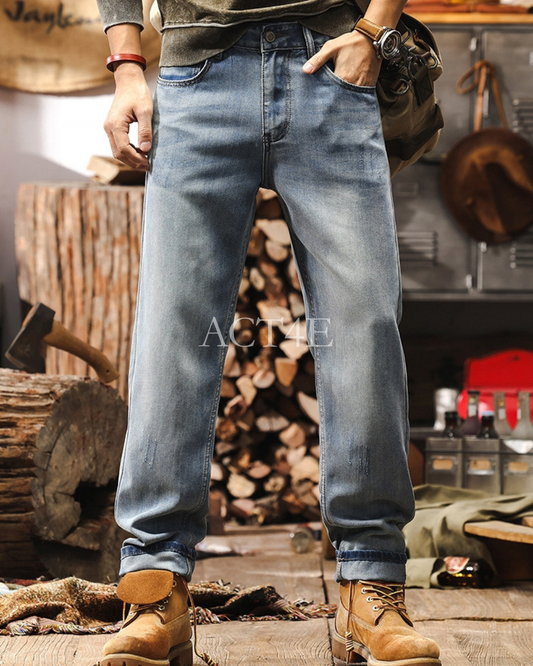 vintage tencel relaxed straight denim pants 2color 【ACT0180】