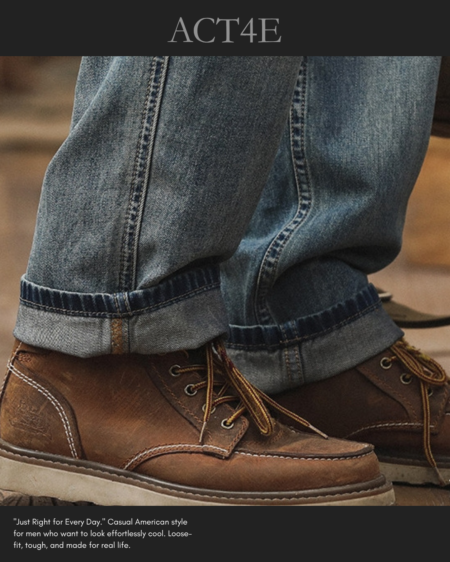 loose straight lyocell blend denim pants 【ACT0185】