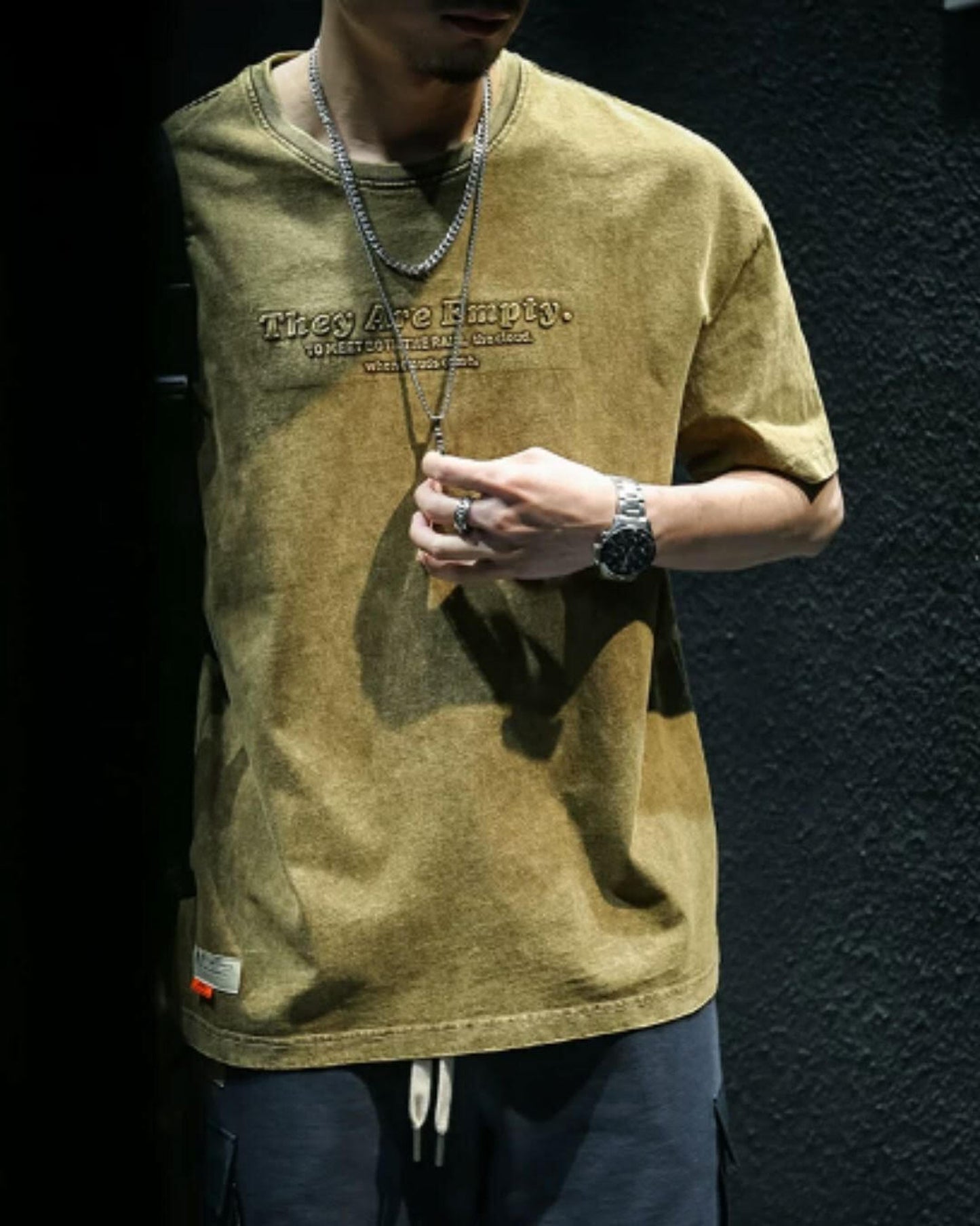 embroidered logo short sleeve oversized t-shirt 2color 【ACT0050】
