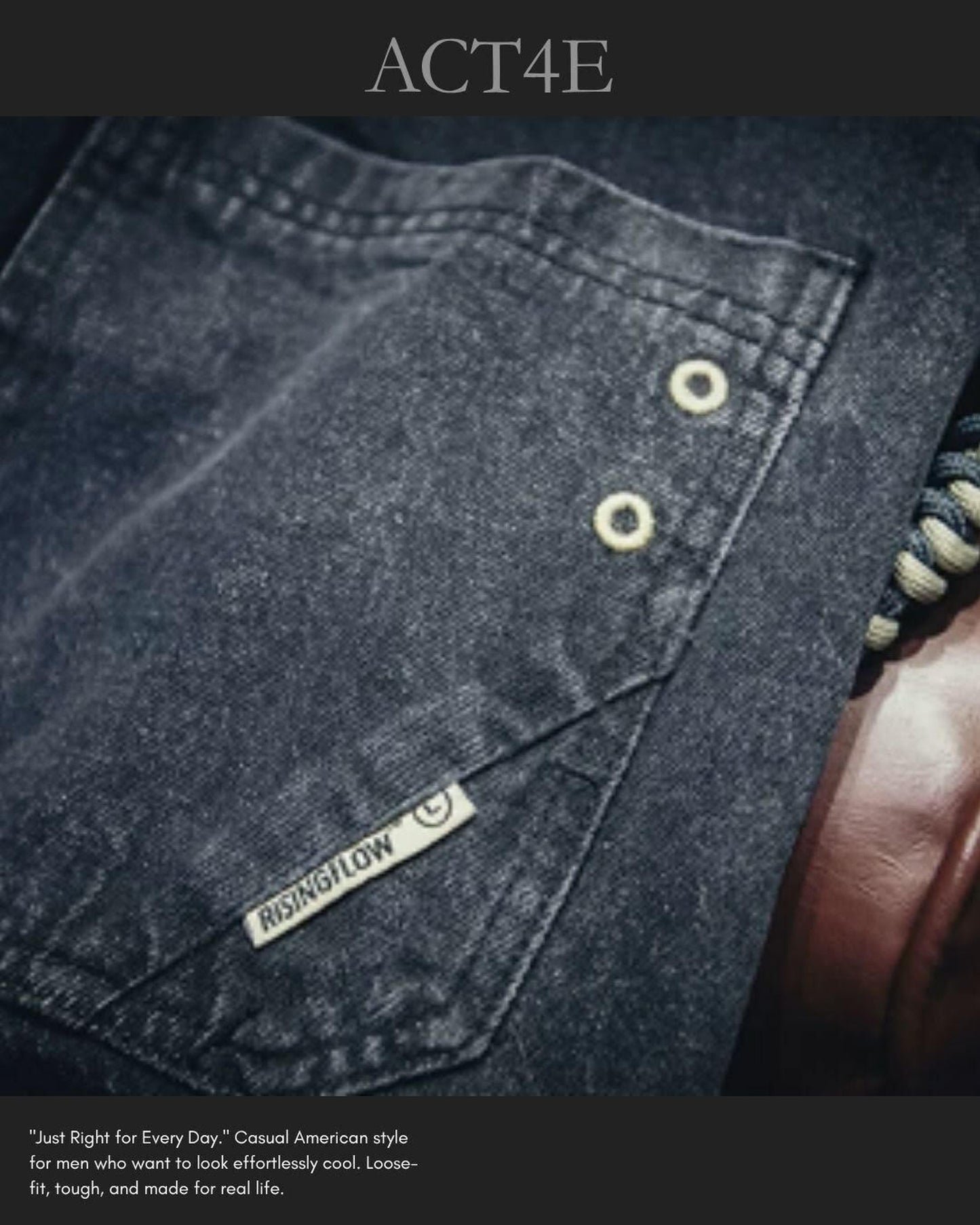 drawstring processed wide straight denim pants 【ACT0022】