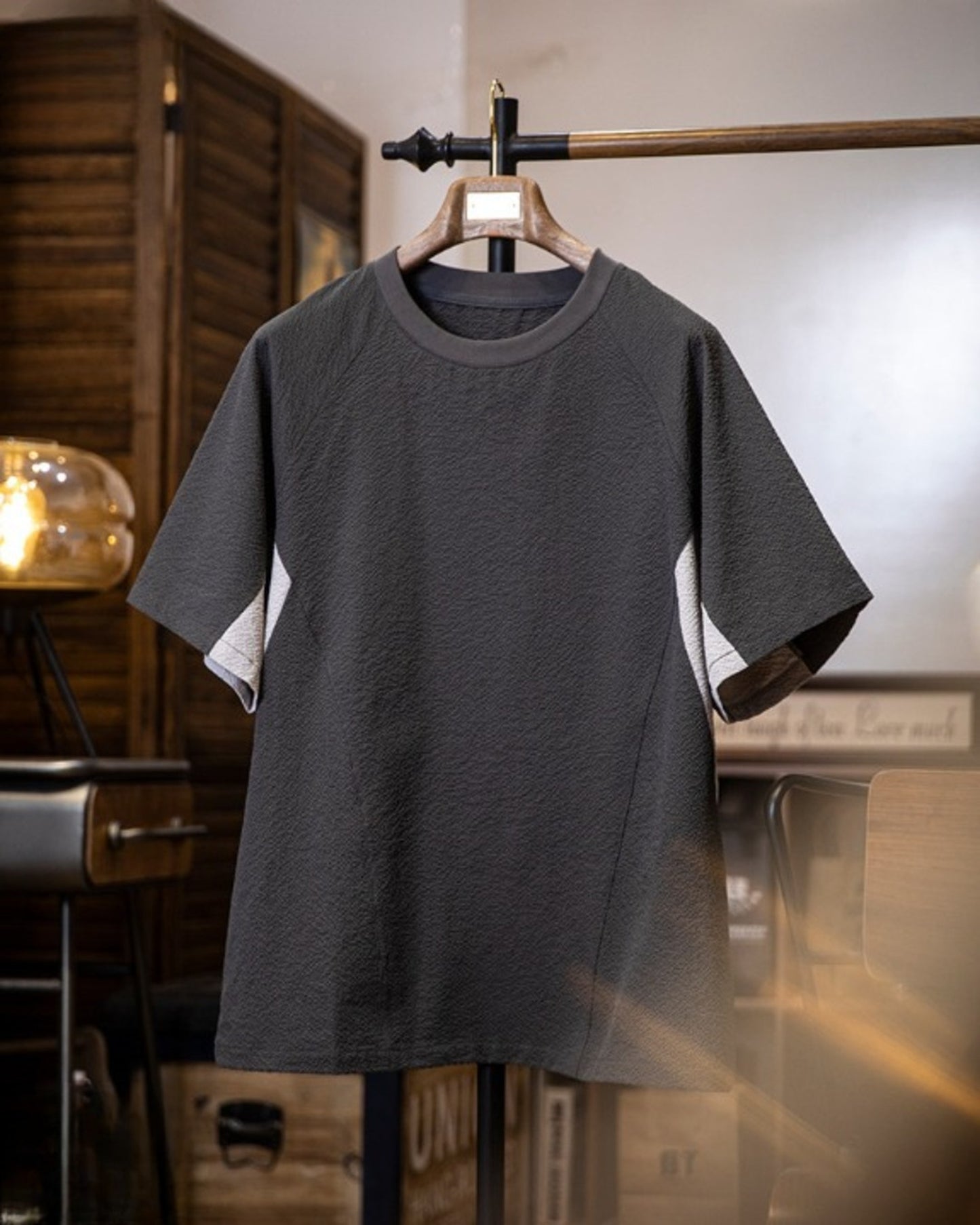 color block waffle short sleeve t-shirt 【ACT0157】