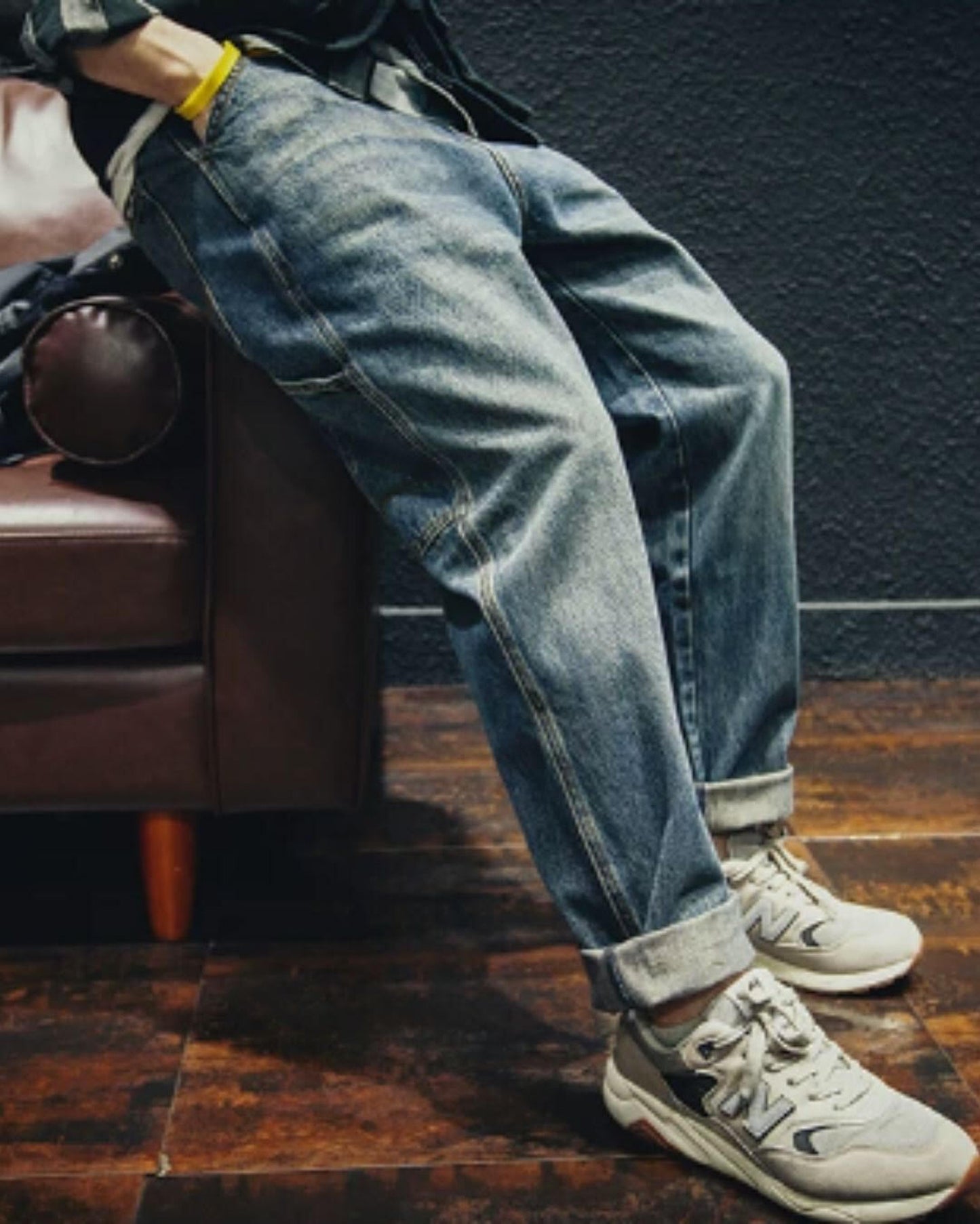 vintage processing tapered silhouette denim pants 【ACT0019】