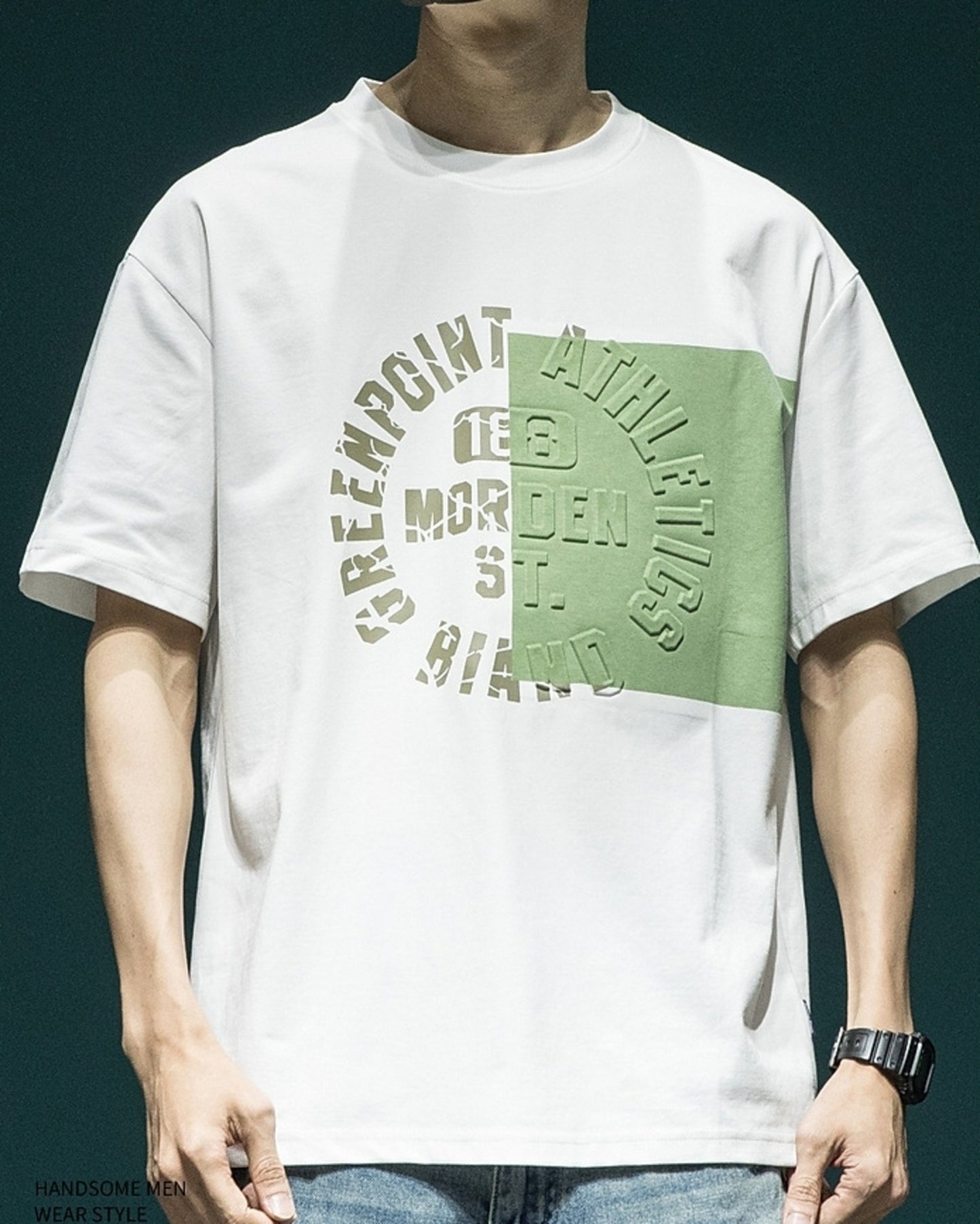 letter embossed short sleeve t-shirt 3color 【ACT0170】