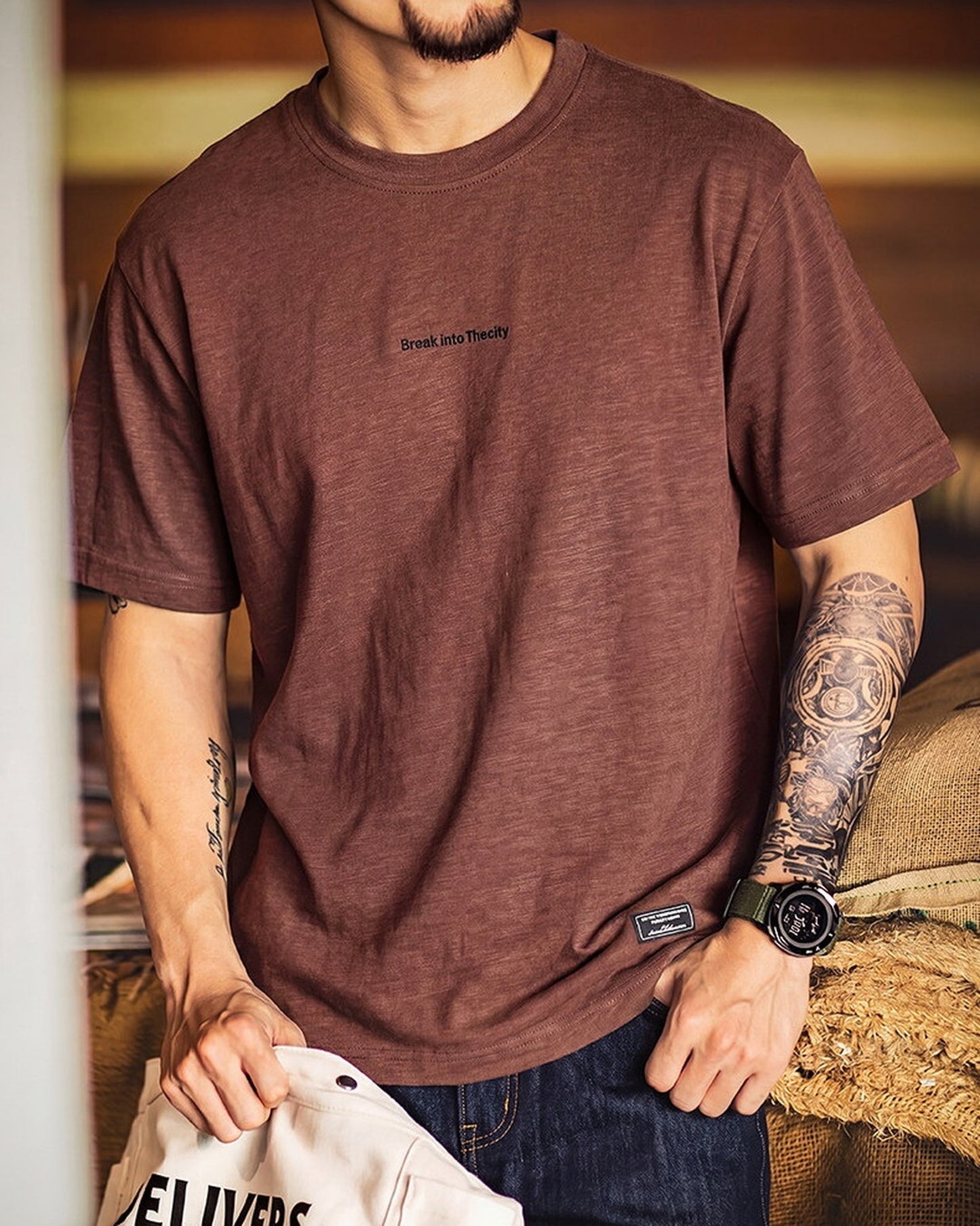 Classic Letter-Print Vintage Loose T-Shirt 【ACT0089】