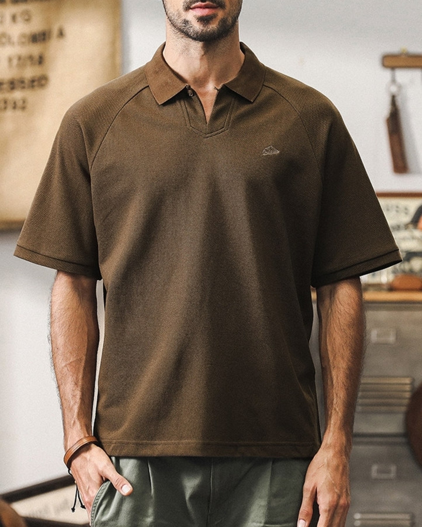 heavy chinese collar polo shirt 3color 【ACT0238】