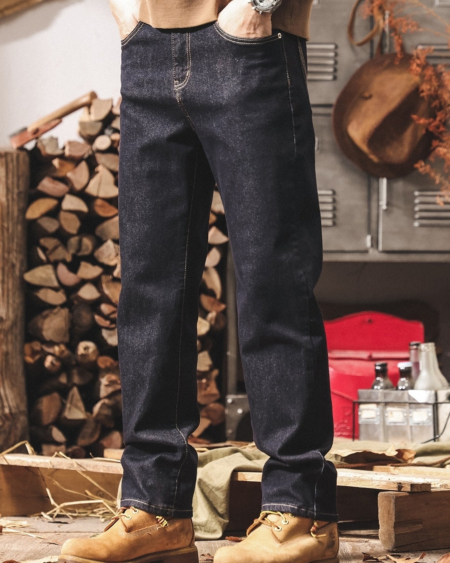 heavy vintage straight denim pants 【ACT0216】