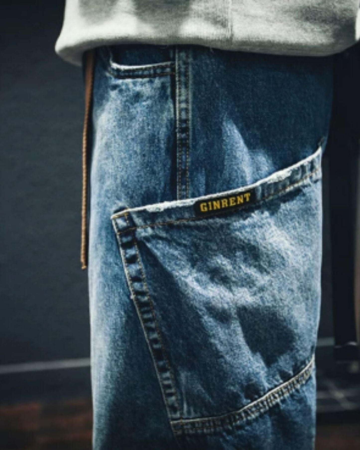patch pocket wide denim pants 2color 【ACT0016】