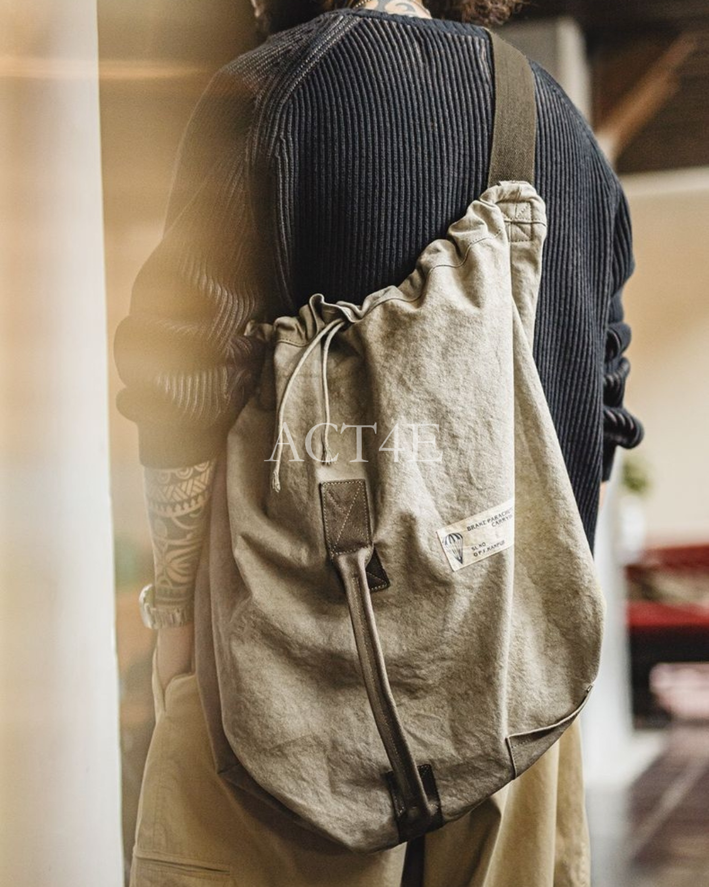 vintage canvas parachute shoulder bag 【ACT0143】