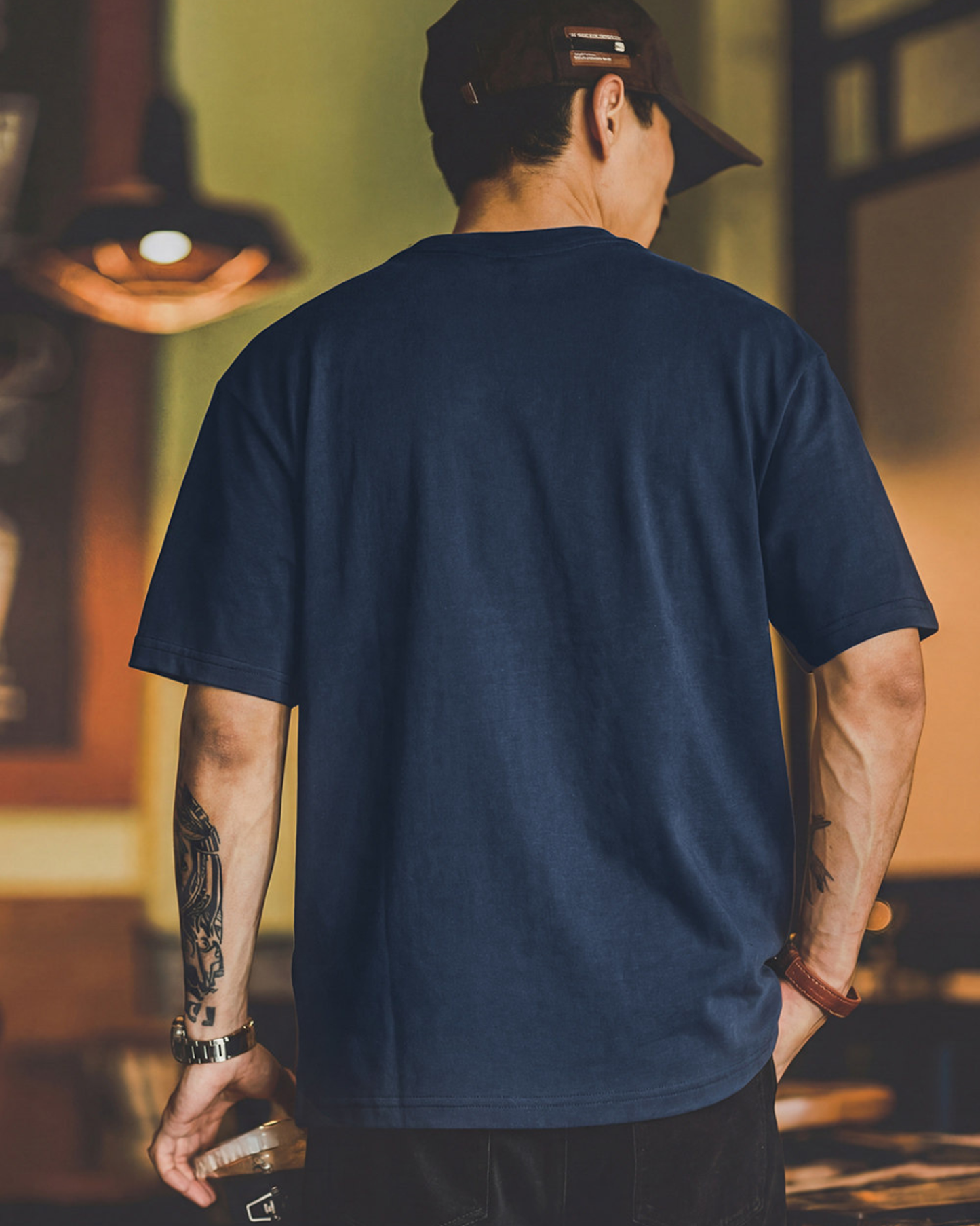 Loose-fit panel stitched t-shirt 2color 【ACT0060】