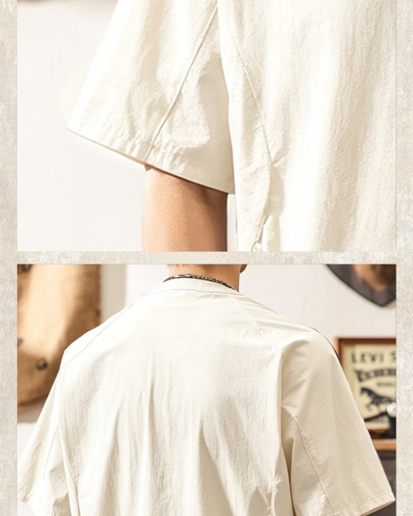 functional henley neck short sleeve t-shirt 2color 【ACT0162】