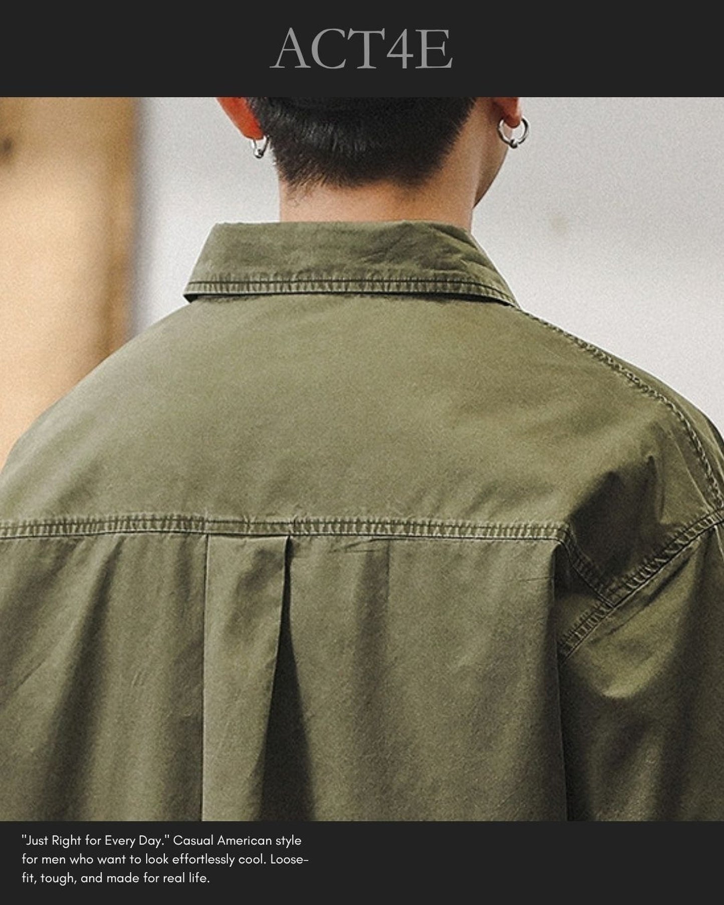 vintage washed loose military short sleeve shirt 2color 【ACT0246】