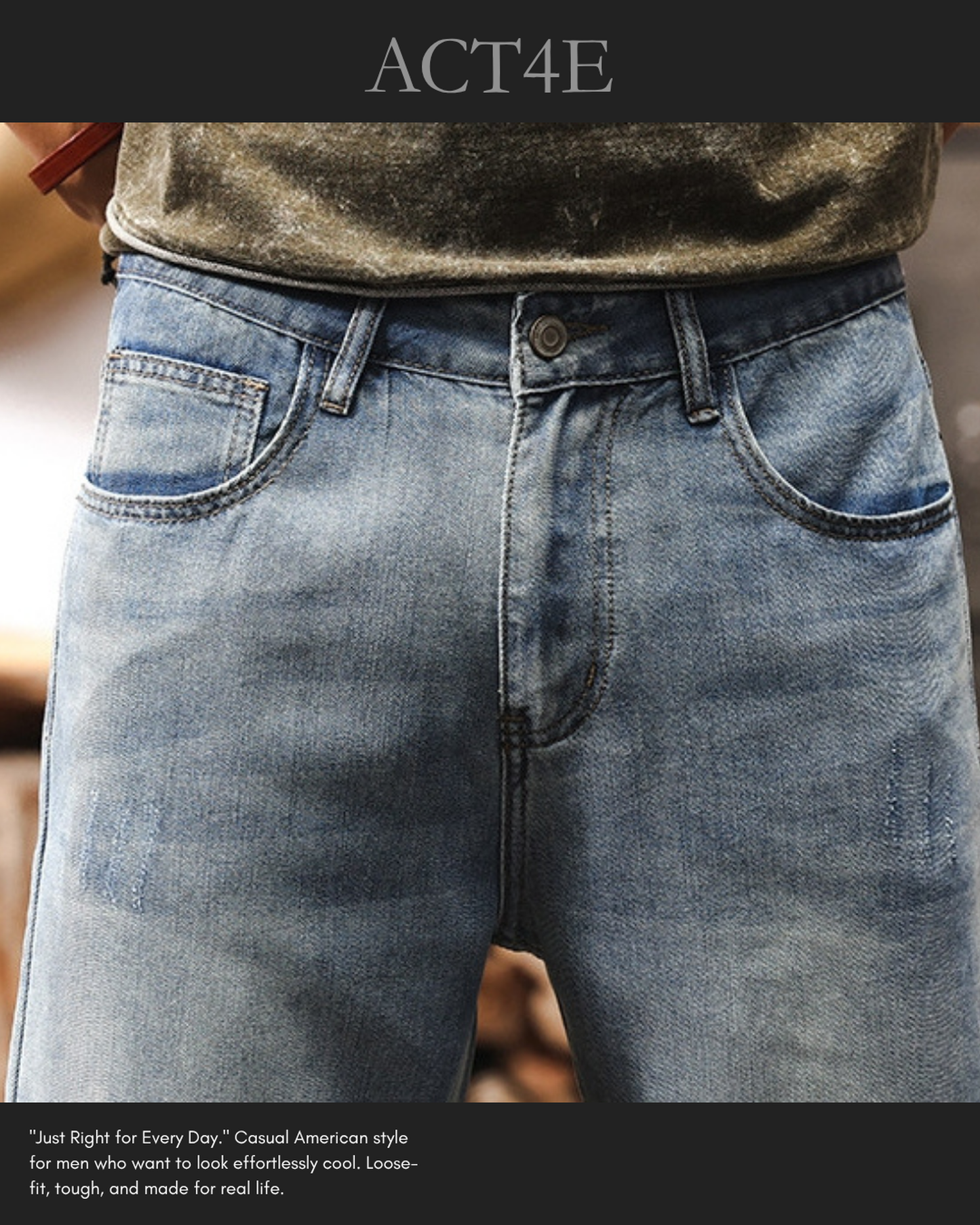 vintage tencel relaxed straight denim pants 2color 【ACT0180】