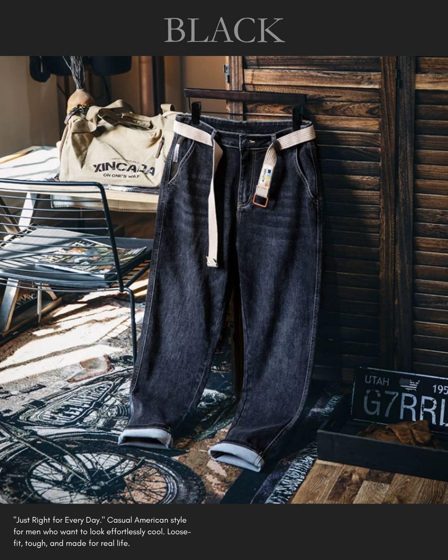belted wide straight denim pants 2color 【ACT0009】