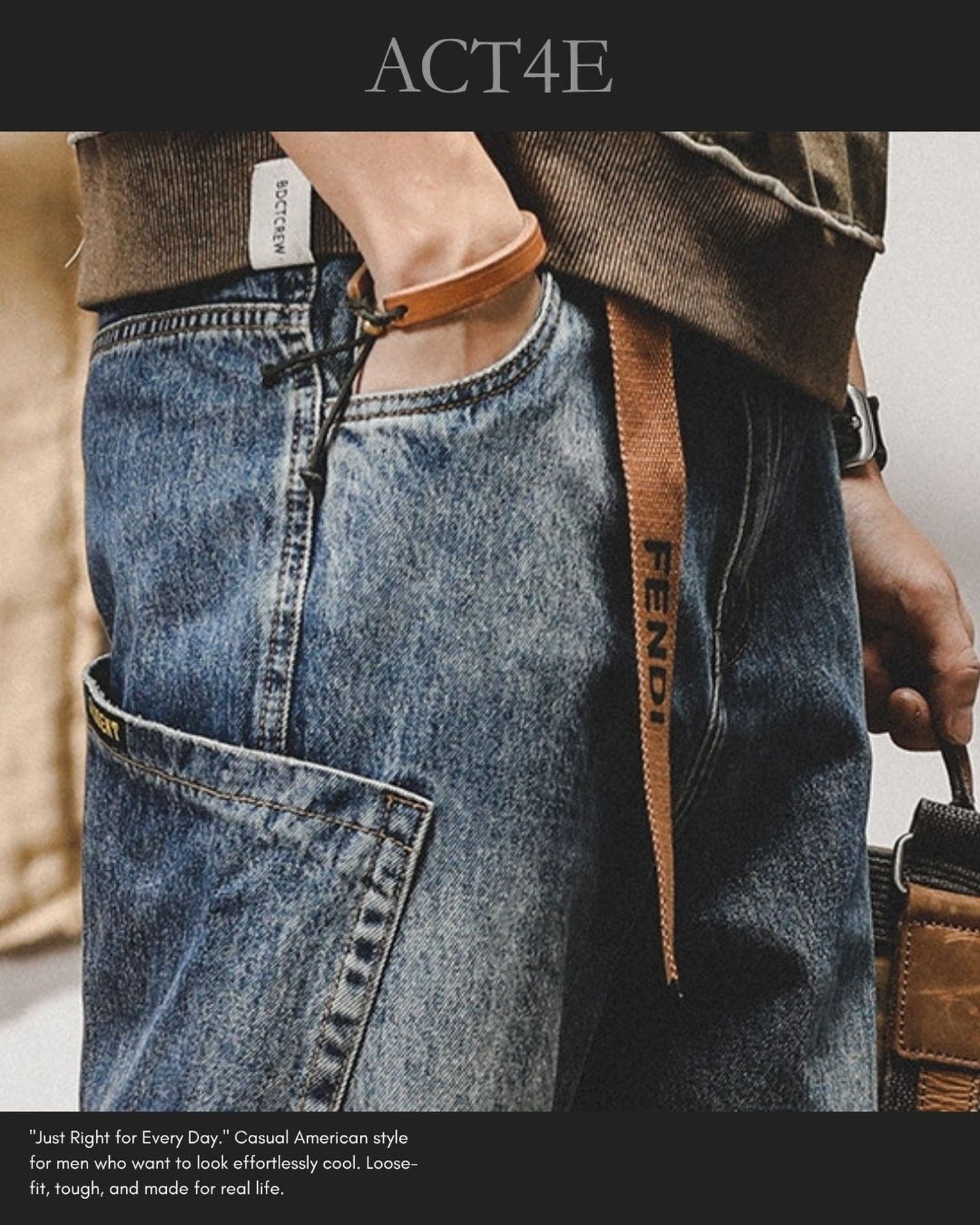 vintage wash relaxed straight denim pants 2color 【ACT0197】
