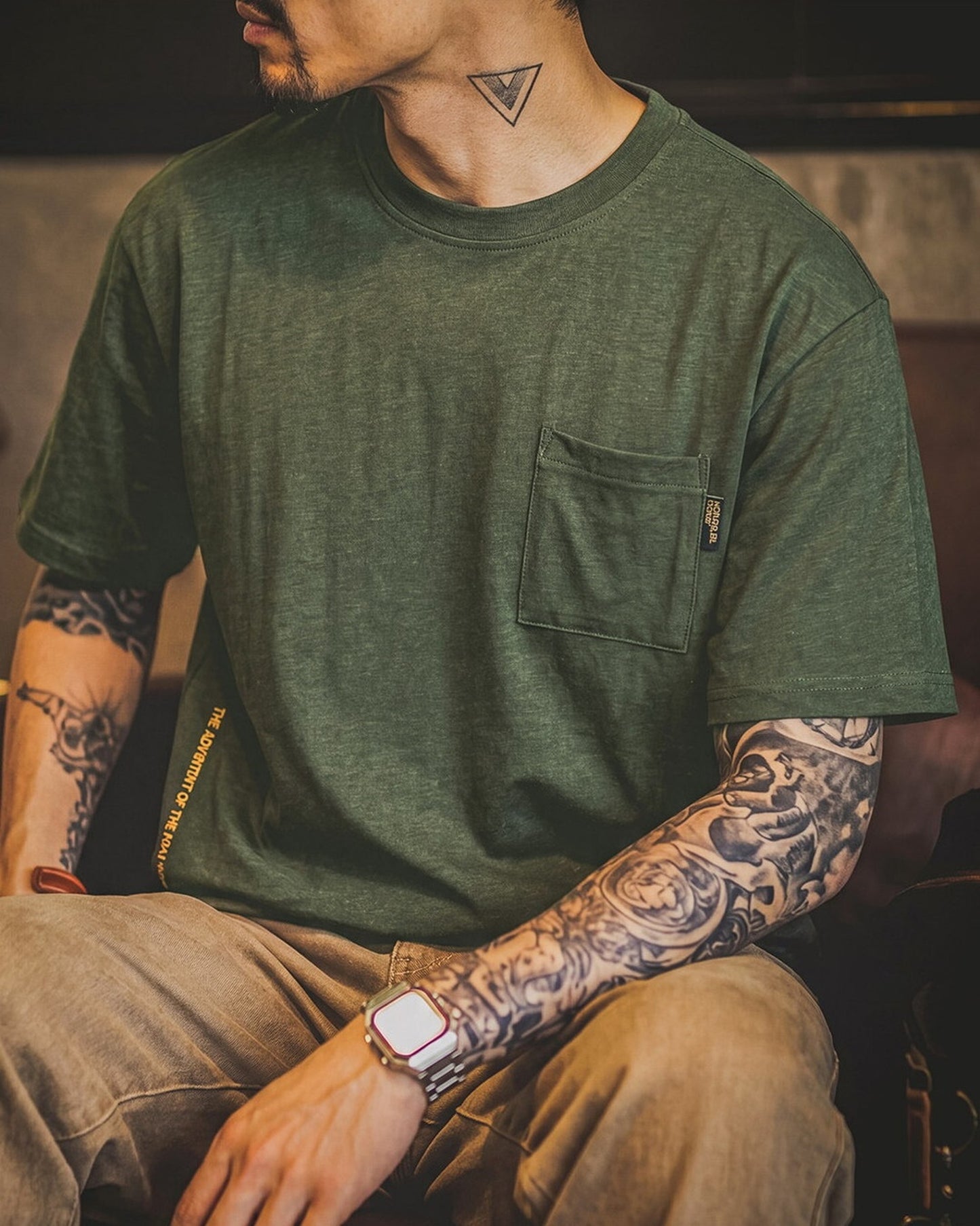 Vintage Slub-Cotton Chest-Pocket Retro T-Shirt 【ACT0096】